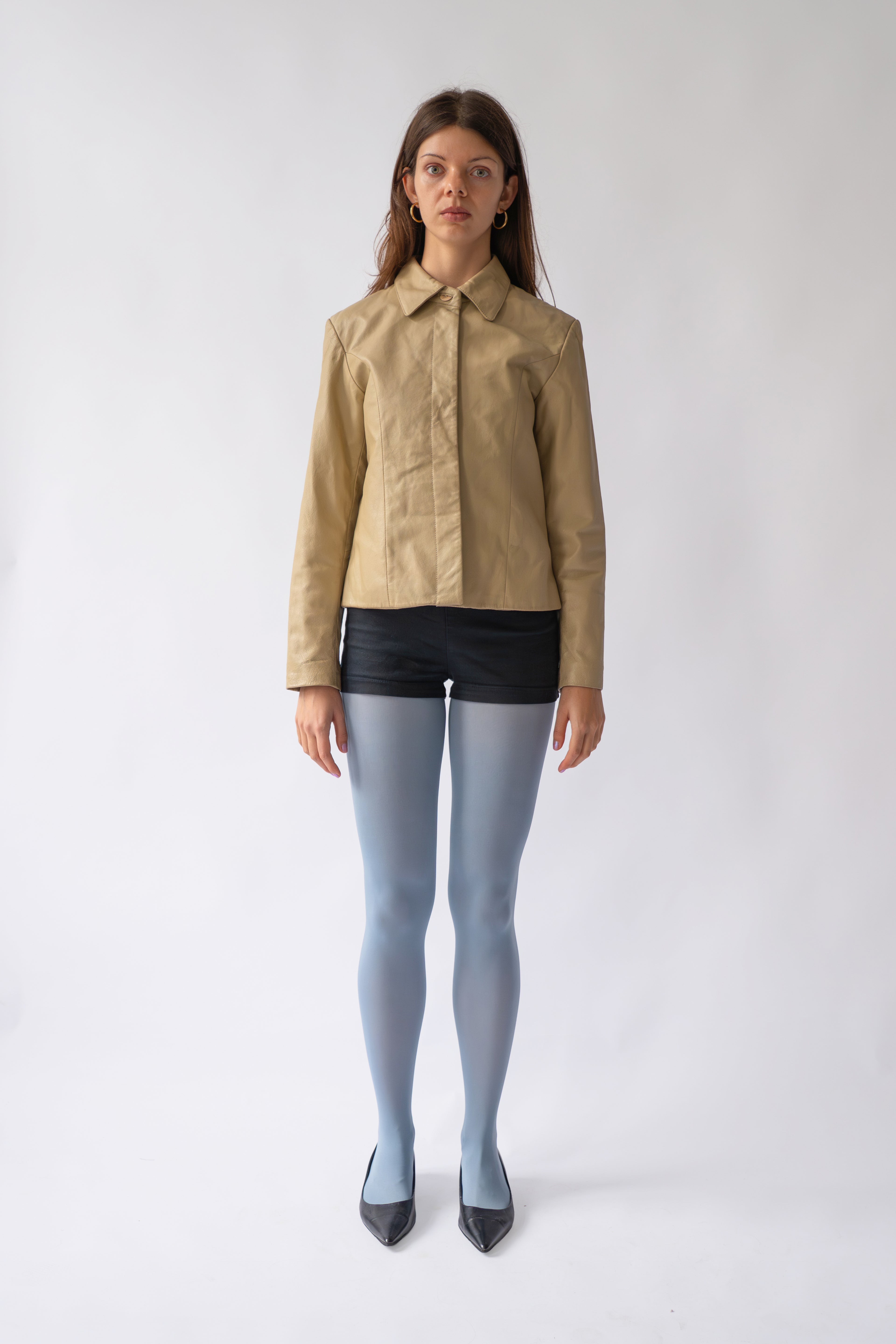 Beige Leather Jacket