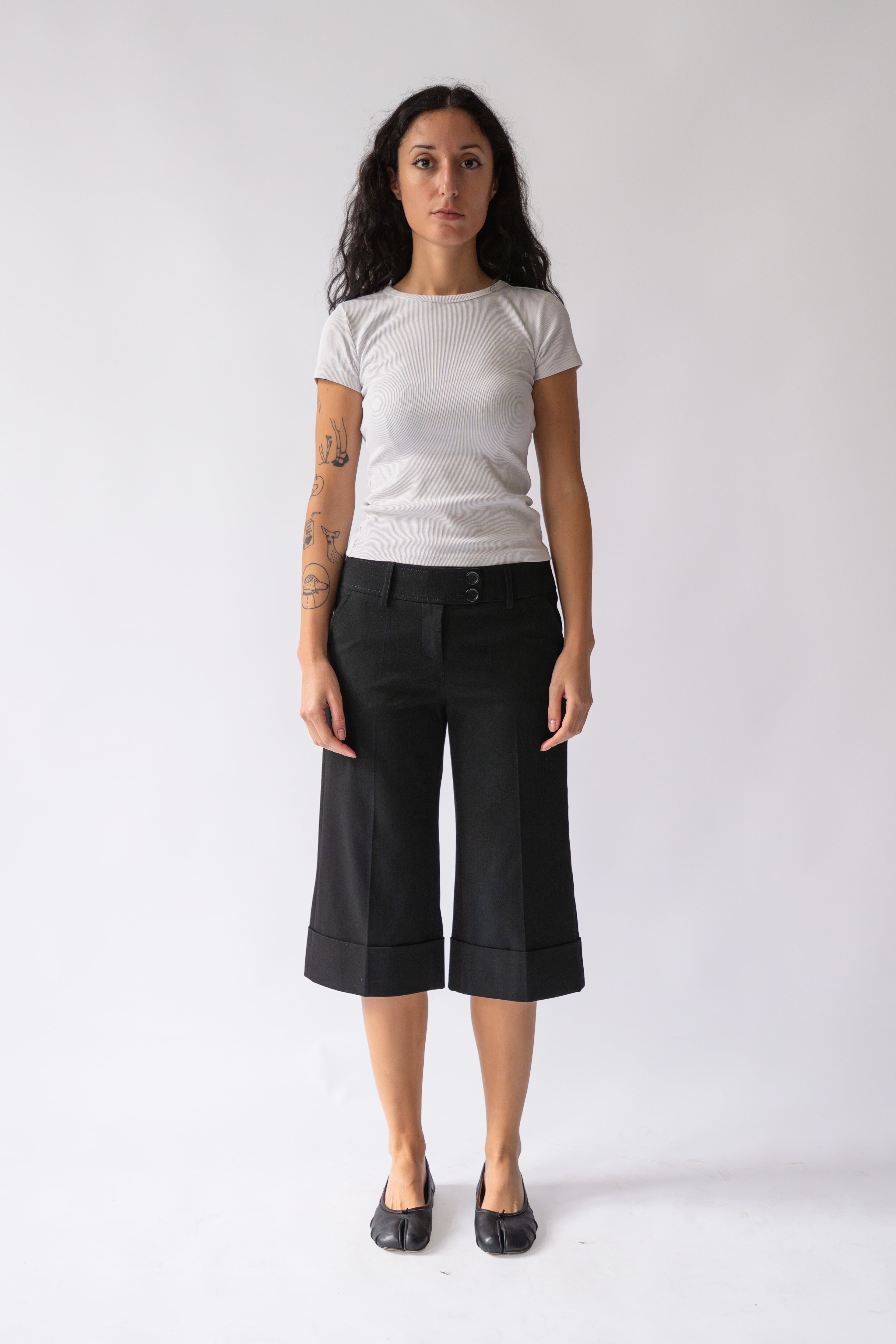 Black Wide Capri Pants