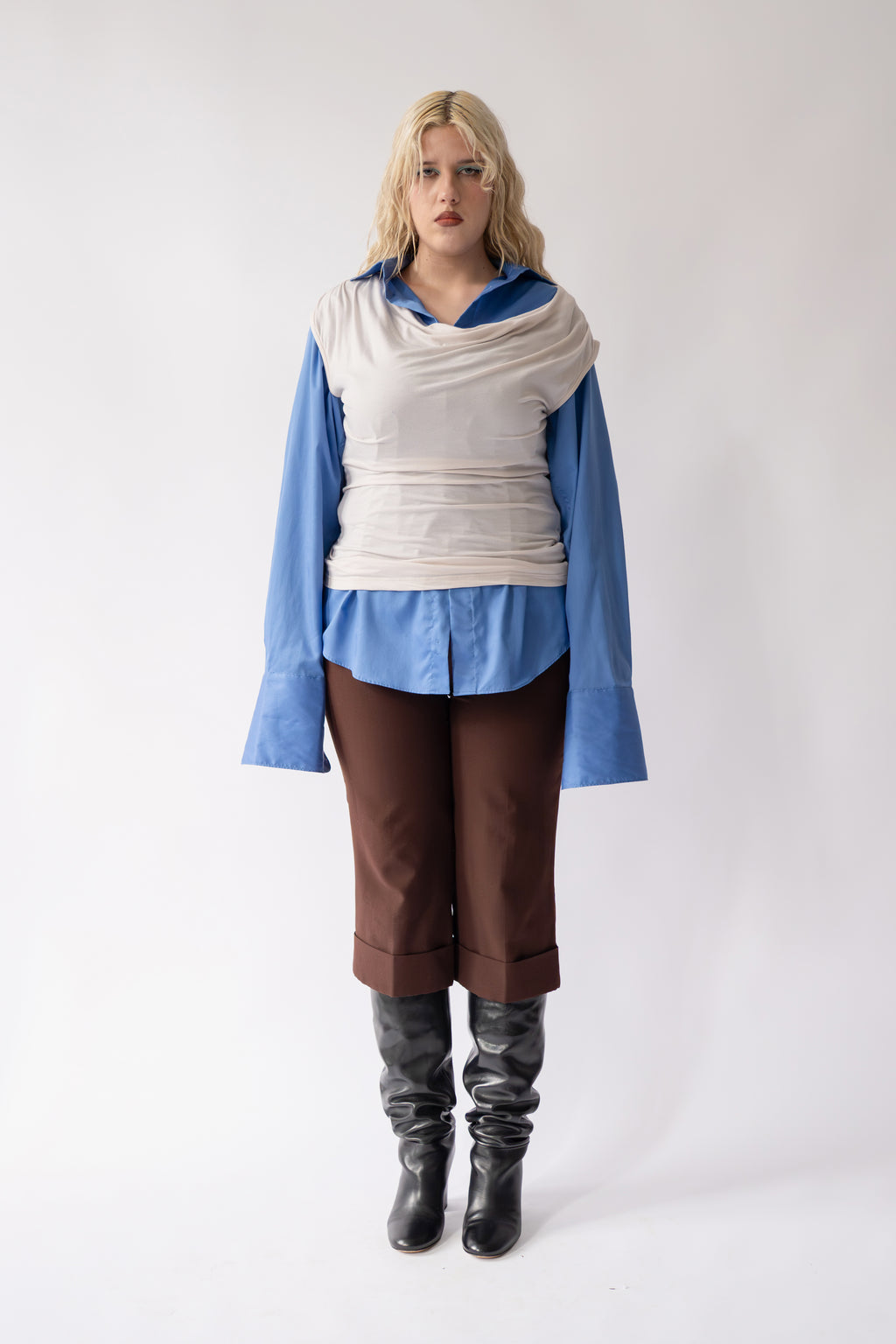 Blue Shirt Long Sleeve Outfit