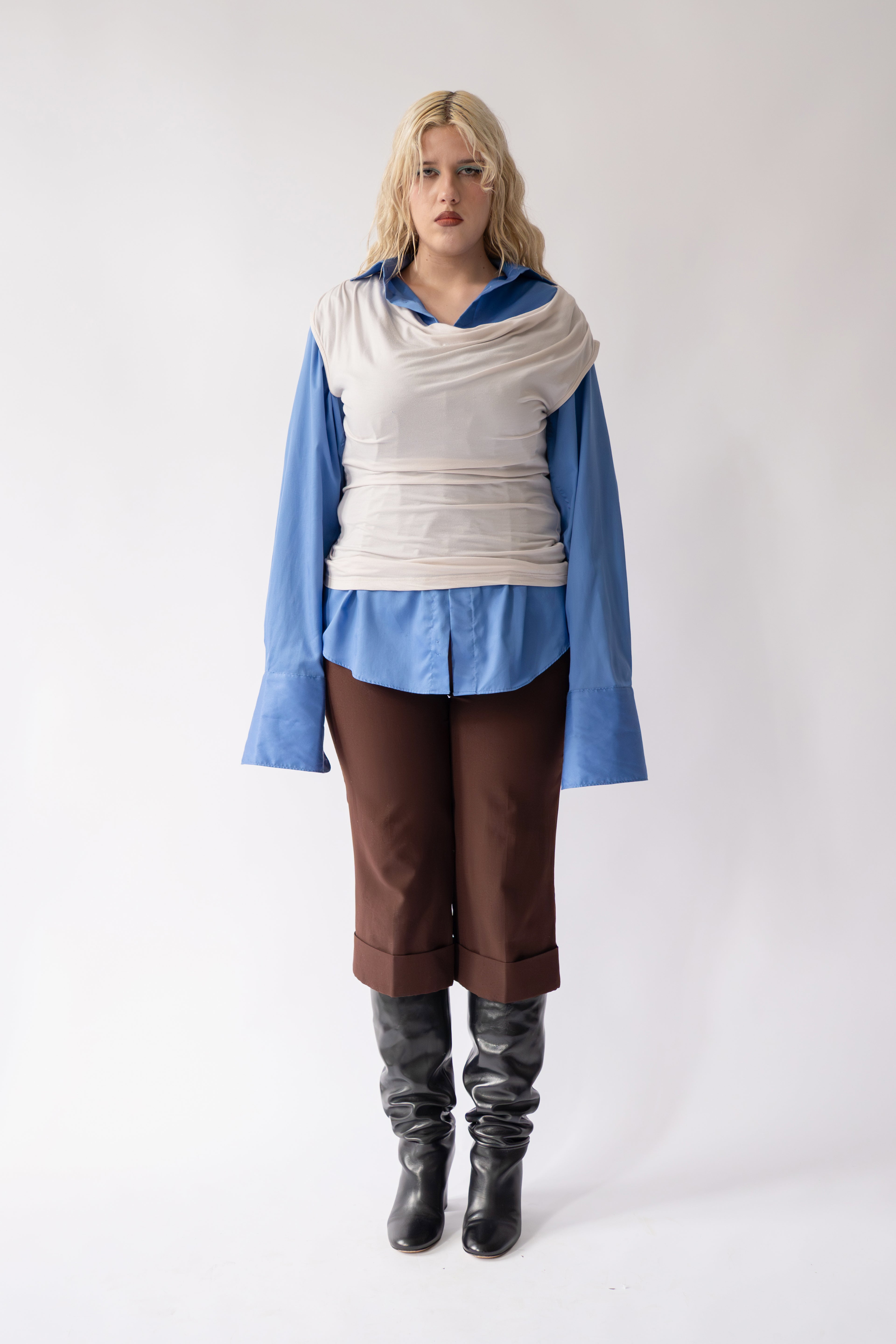 Blue Shirt Long Sleeve Outfit