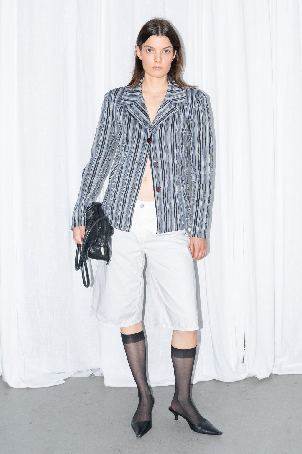 Black & Grey Striped Blazer