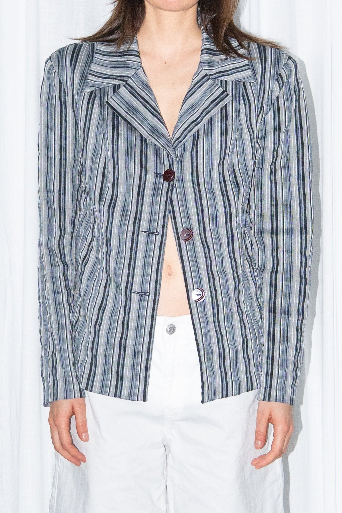 Black & Grey Striped Blazer