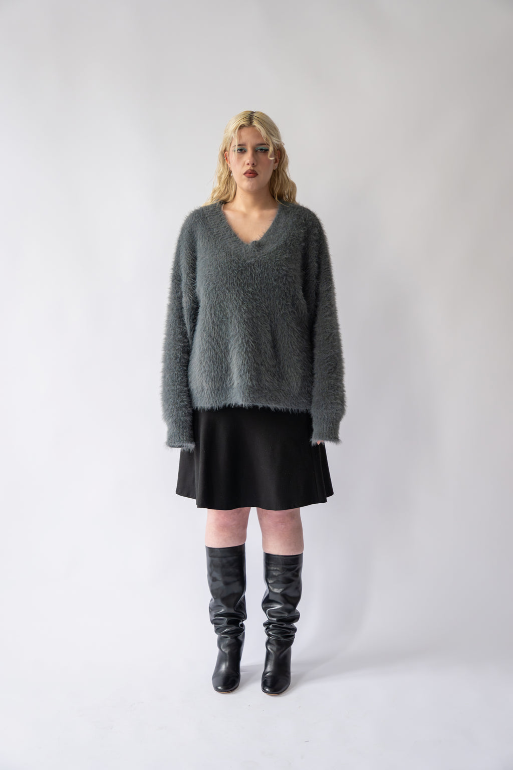 Fluffy Grey  Knit Jumper Oversized Fit