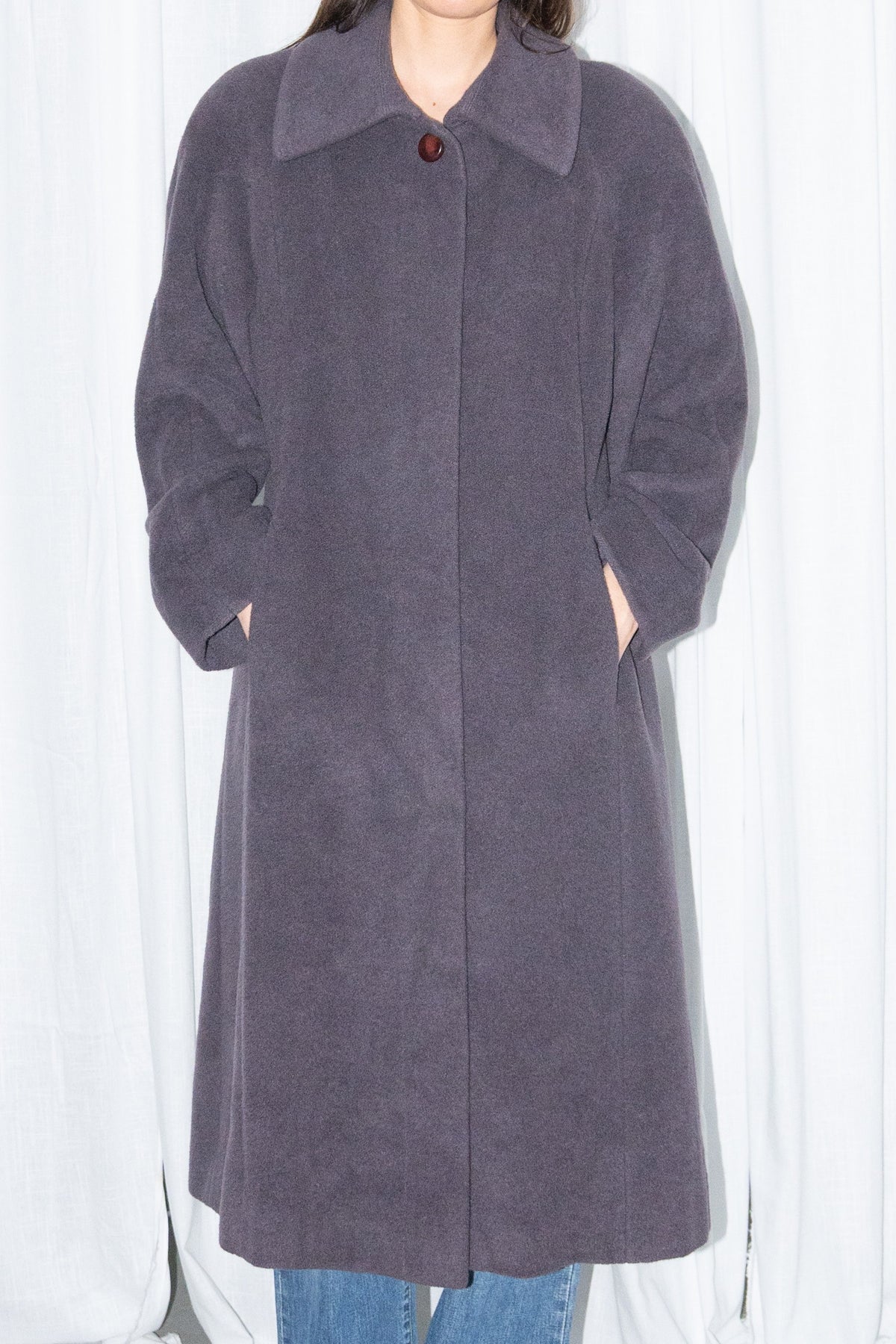 Charcoal Plum Long Wool Coat