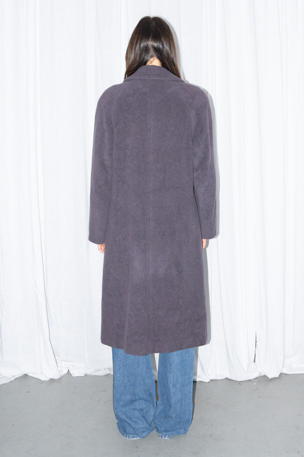 Charcoal Plum Long Wool Coat