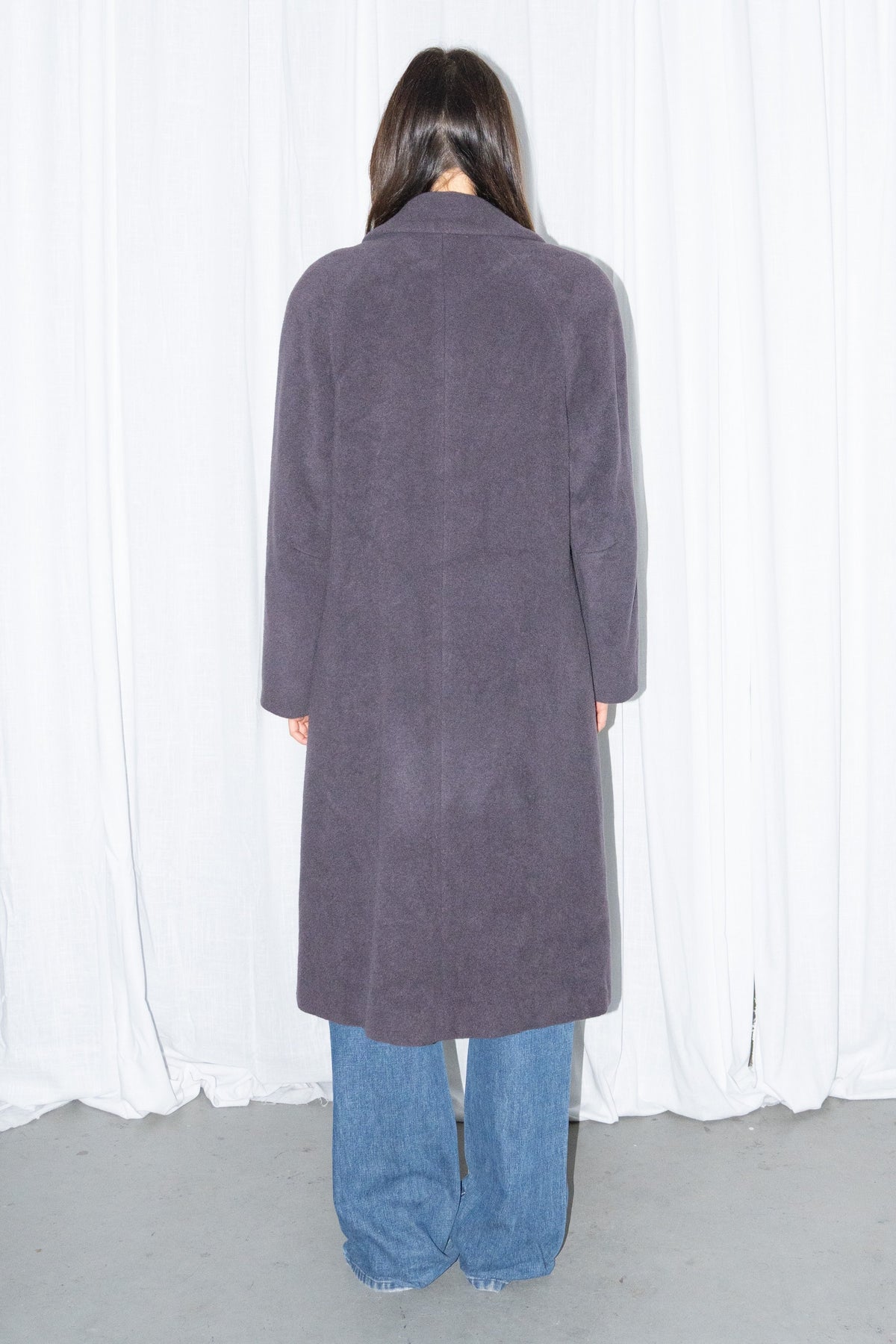 Charcoal Plum Long Wool Coat