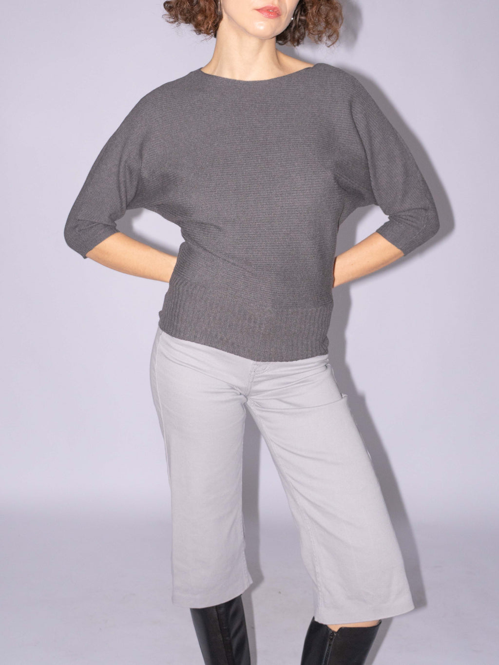 Grey Top 3/4 Sleeve Size XS/S