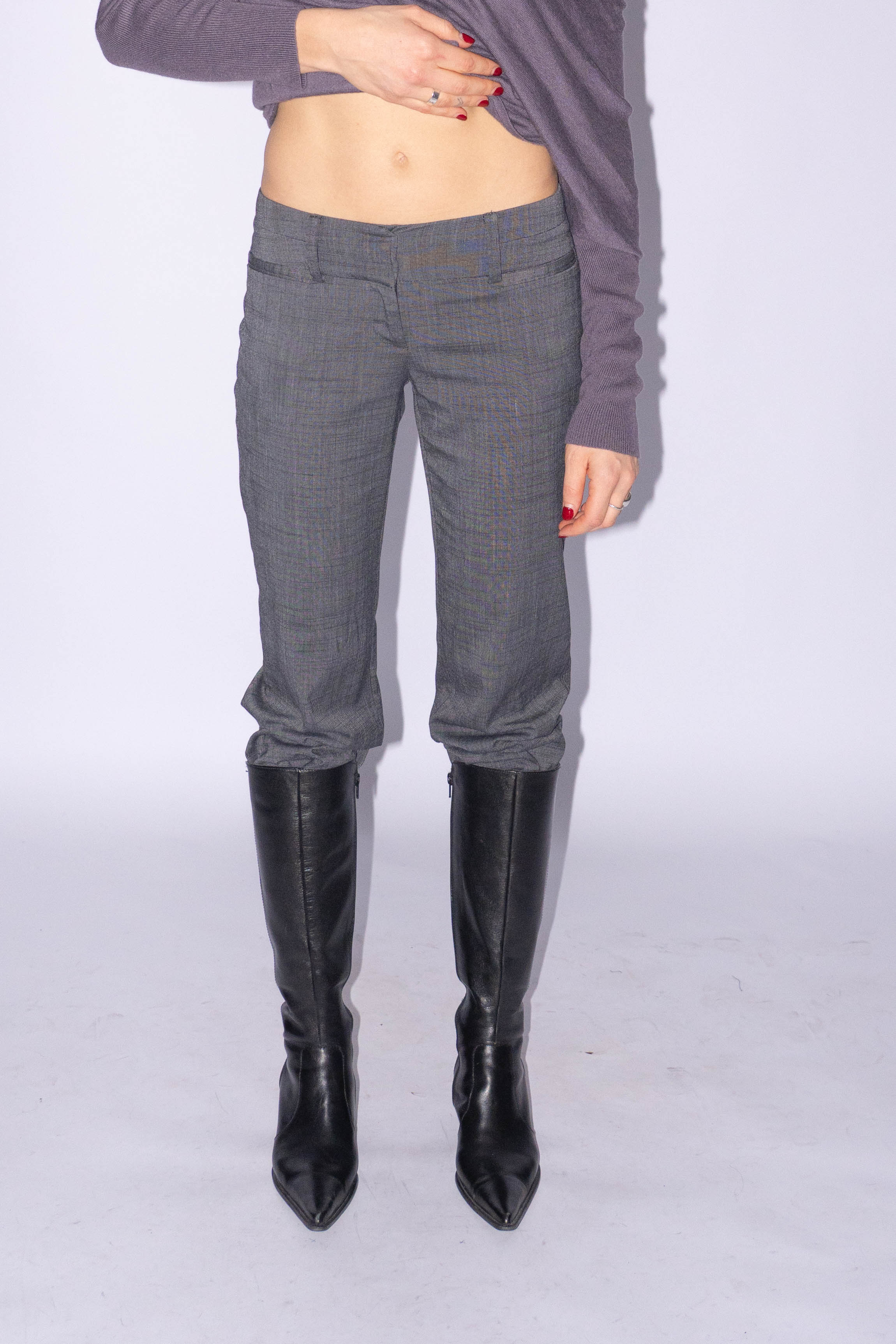 Grey Low Waist Pantalon Size XS