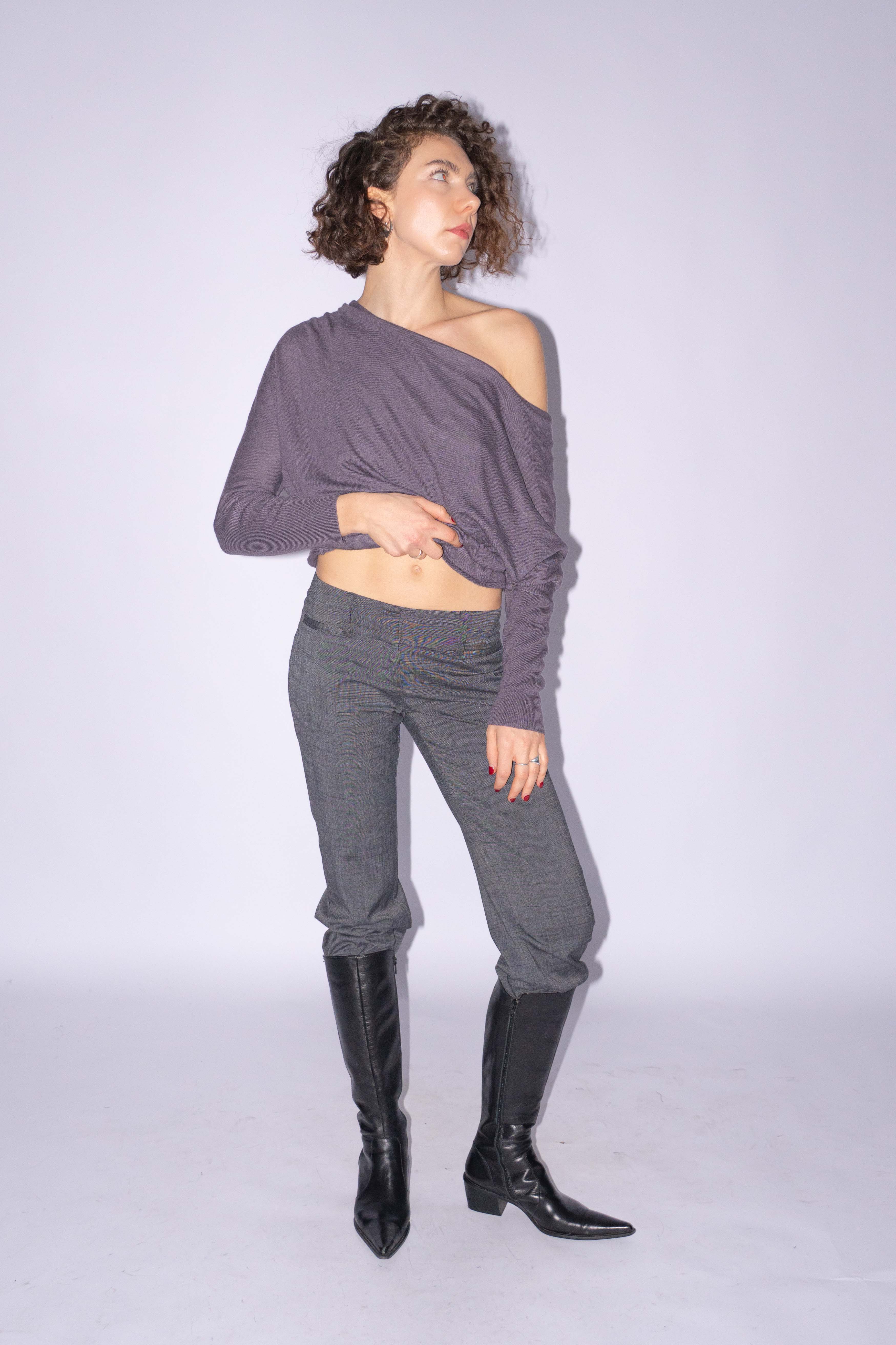 Grey Low Waist Pantalon Size XS