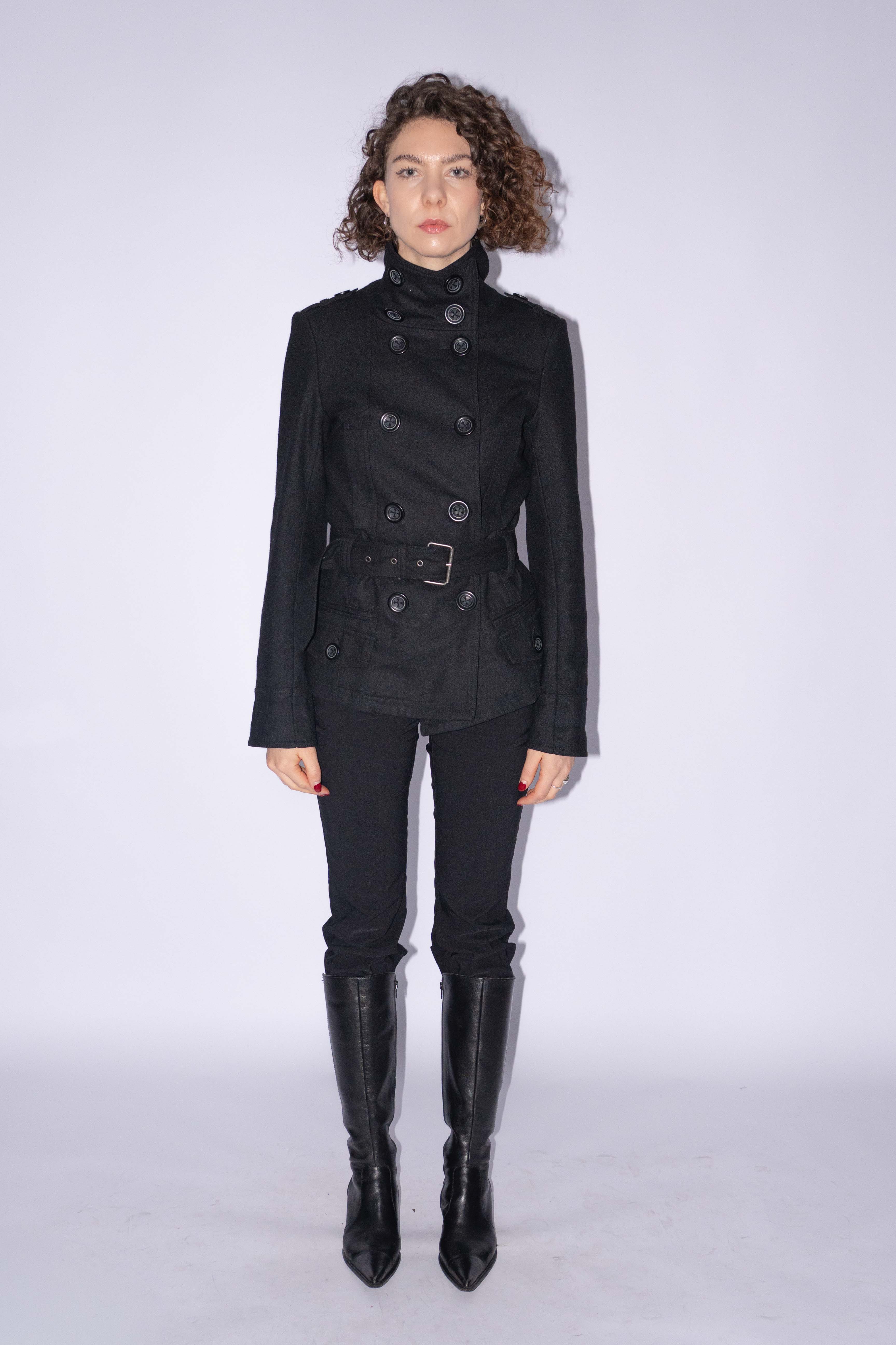 Short Coat High Collar Wool Mix