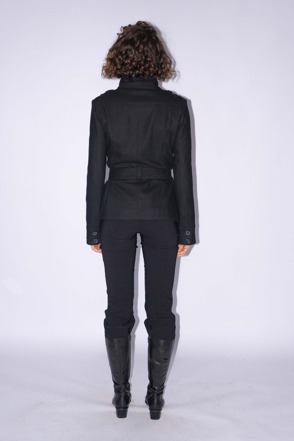 Short Coat High Collar Wool Mix