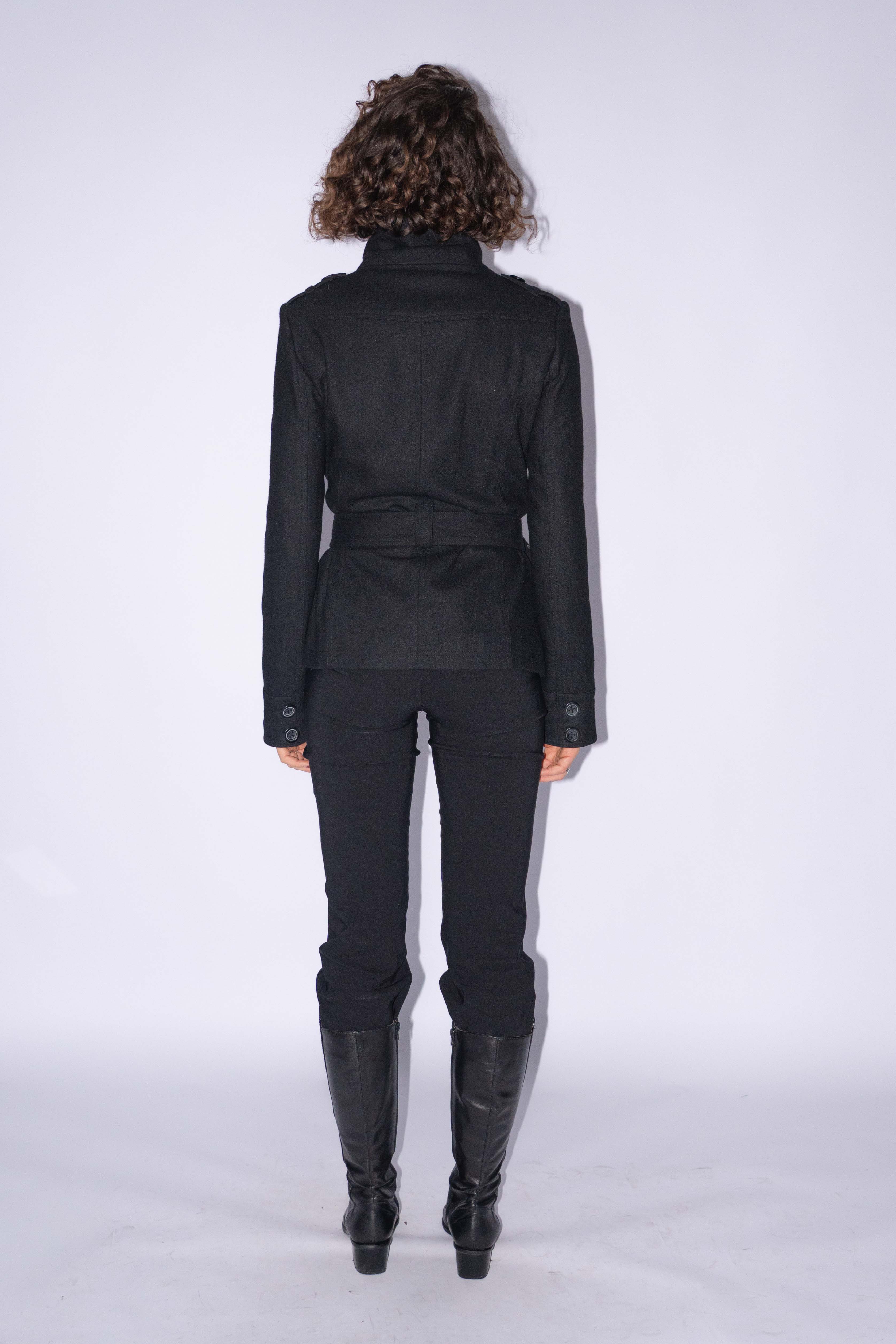 Short Coat High Collar Wool Mix