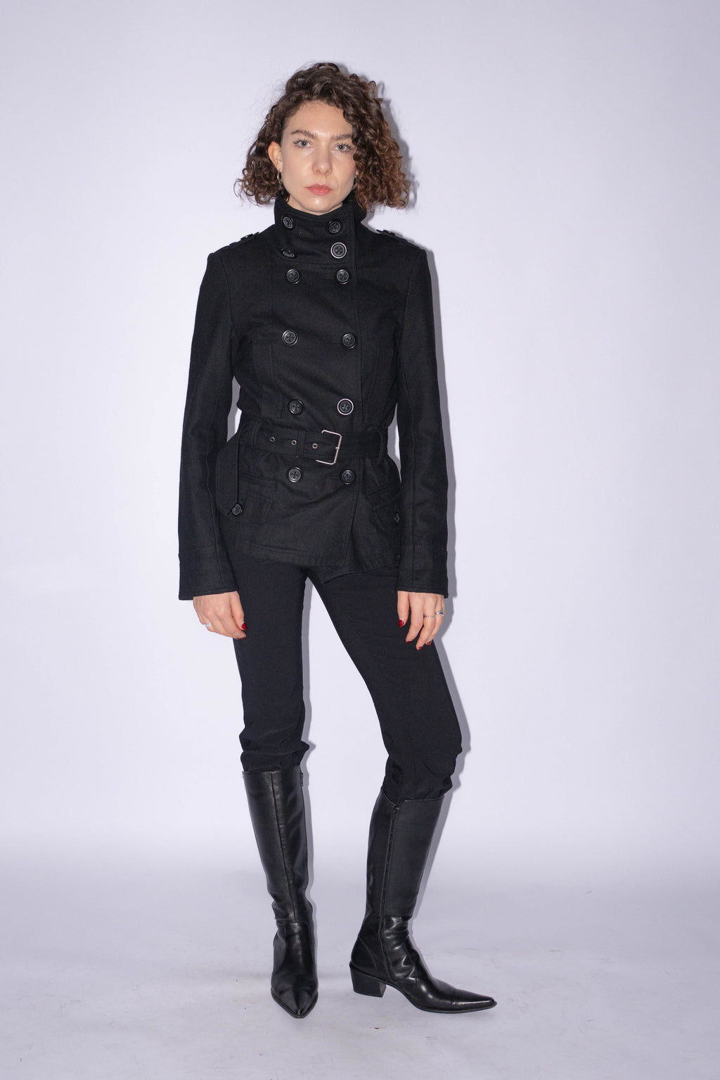 Short Coat High Collar Wool Mix