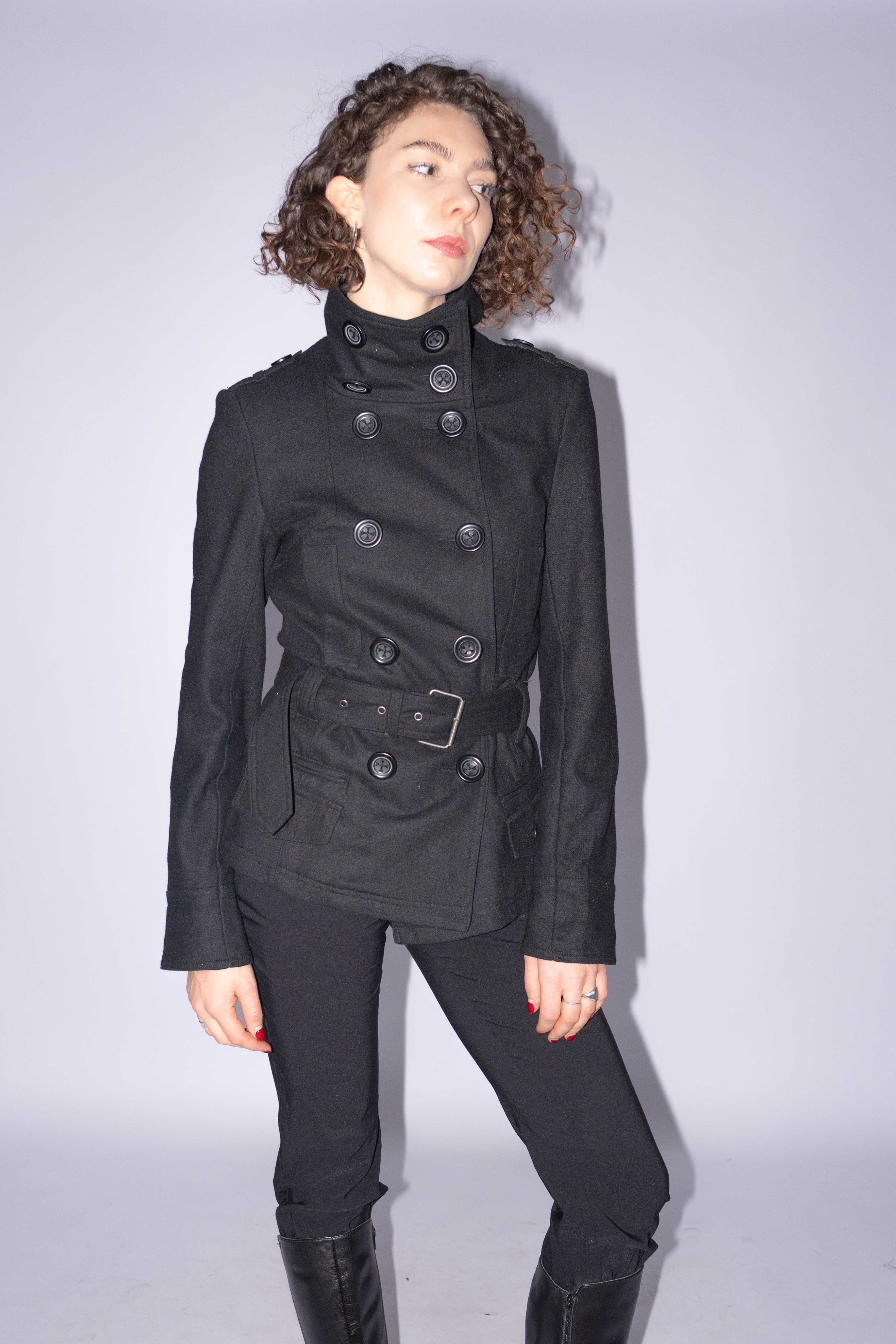 Short Coat High Collar Wool Mix