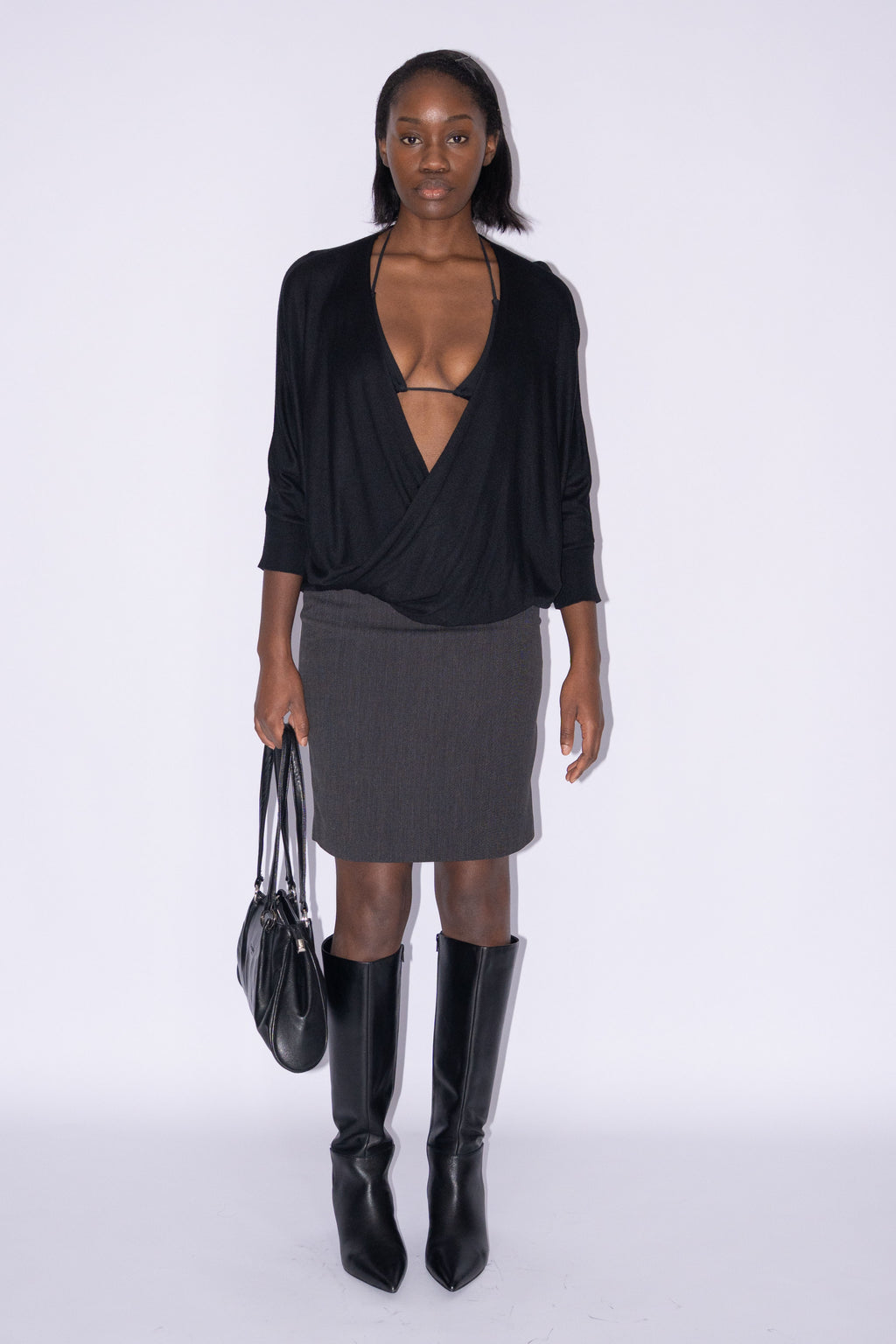 Deep V-Neck Black Top Jersey - Size XL