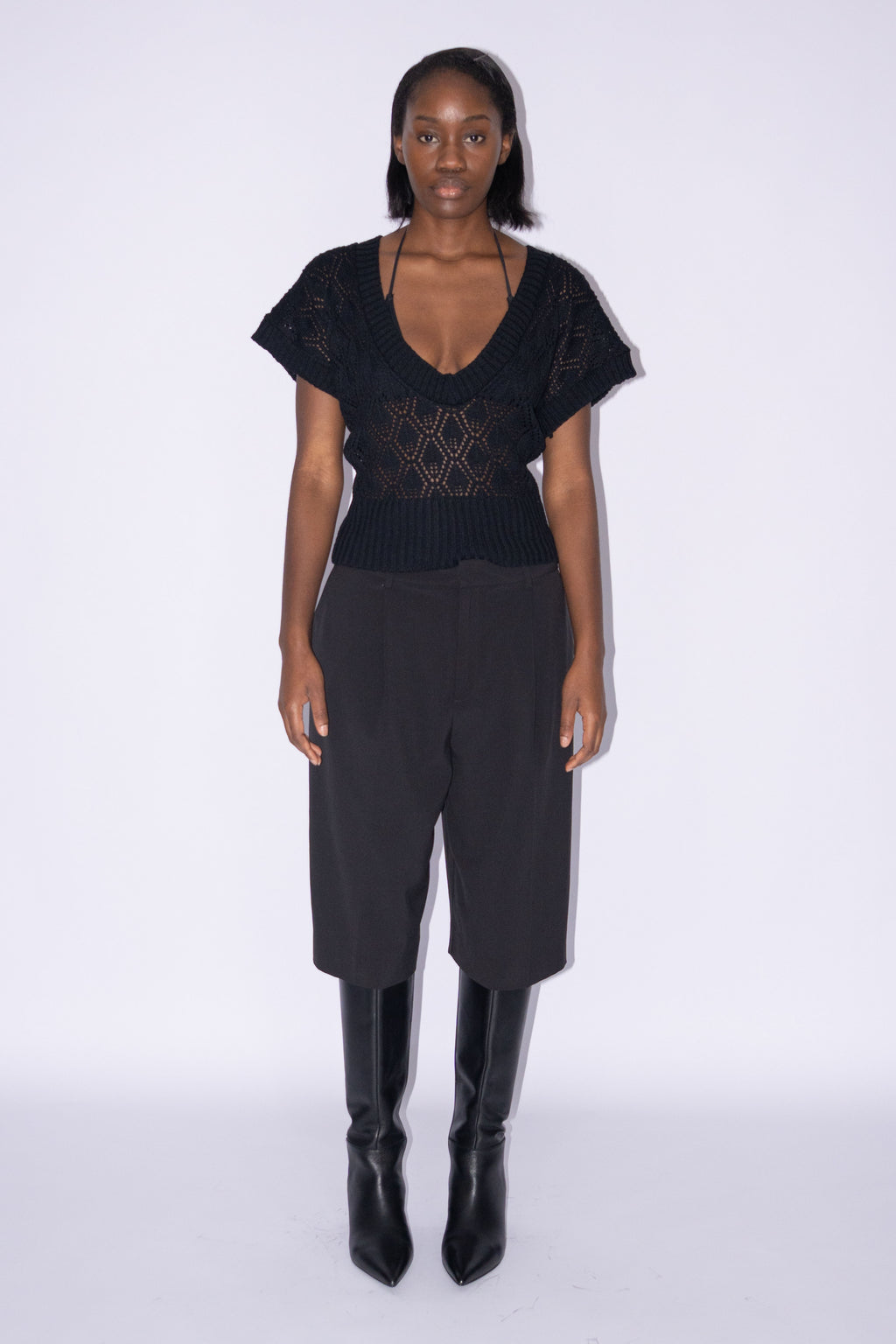 Black Crochet Top - Size M