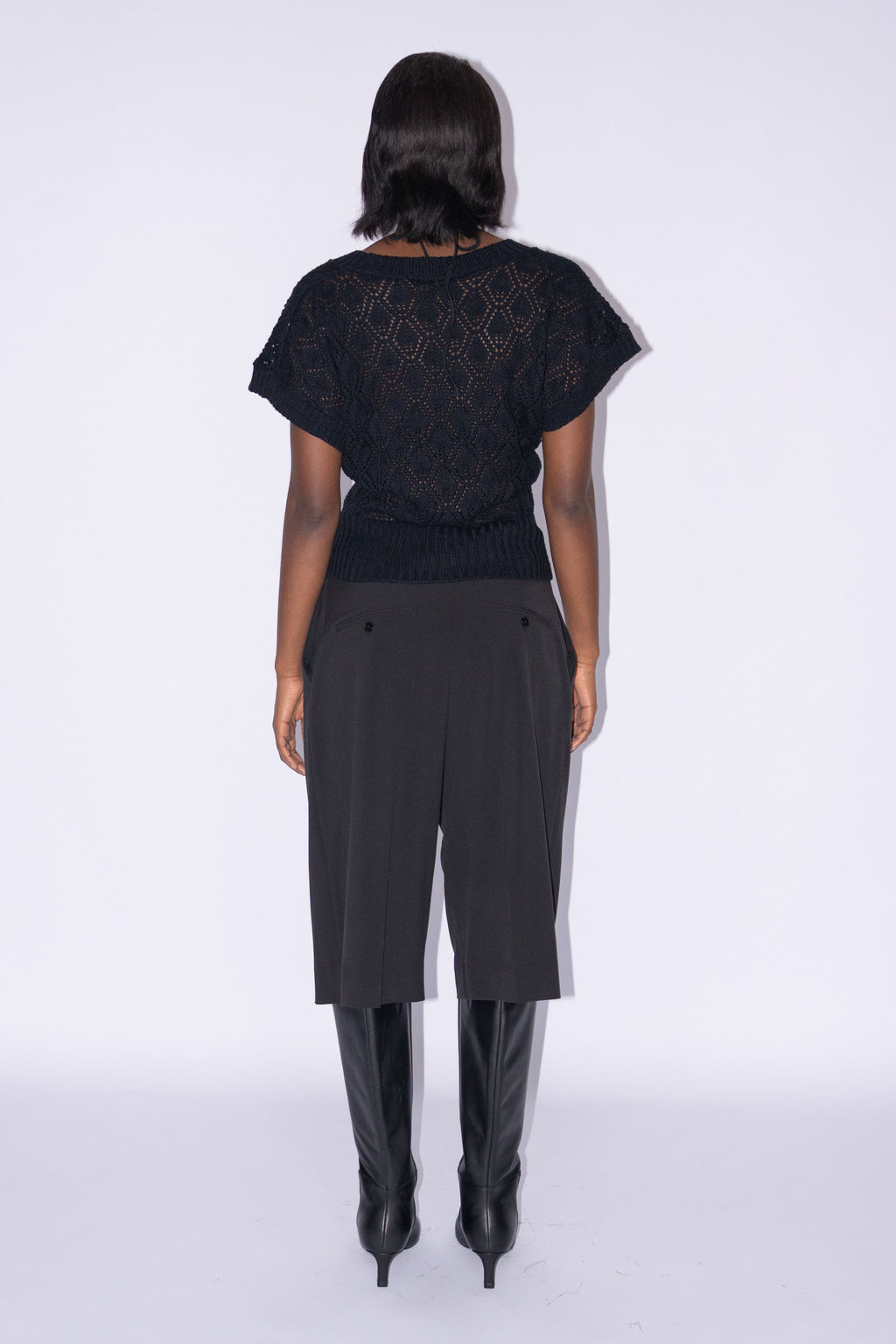 Black Crochet Top - Size M