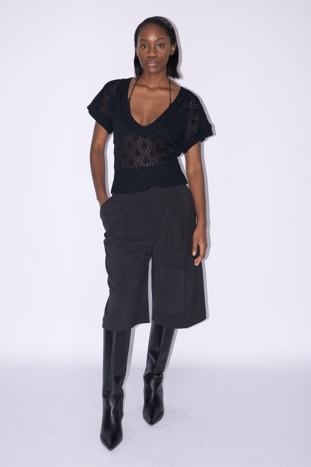 Black Crochet Top - Size M