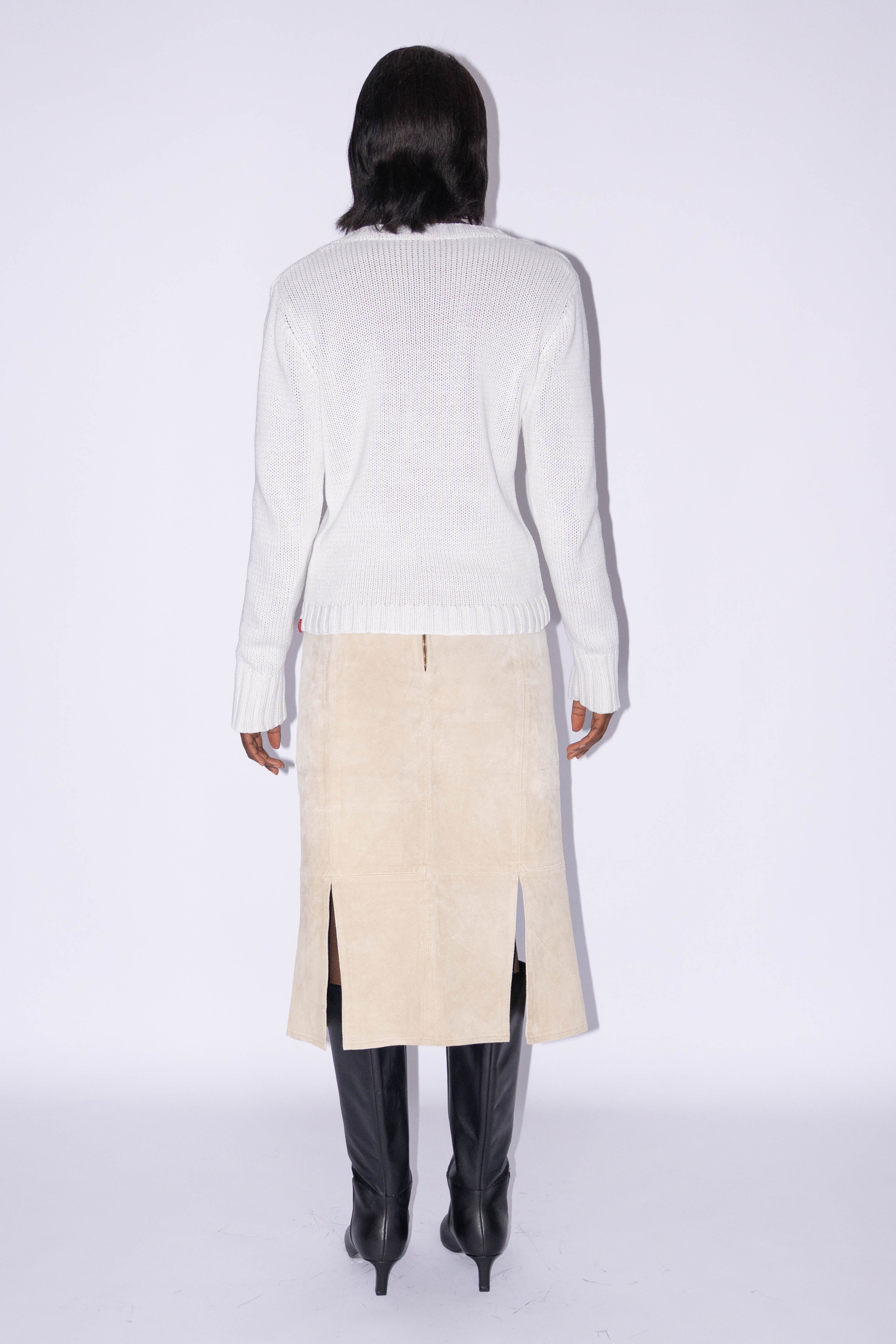 White Cotton Jumper V-Neck