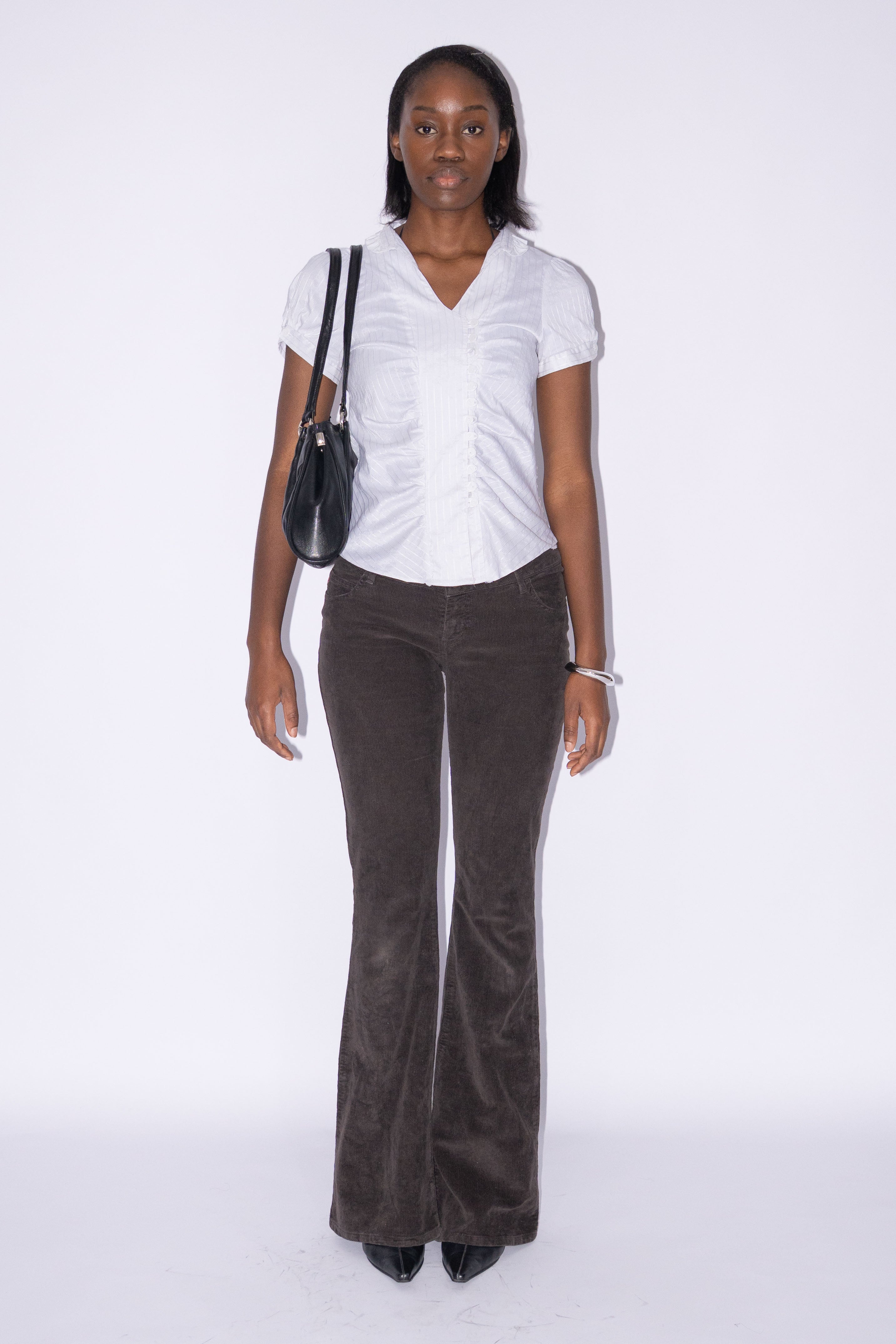 Miss Sixty Brown Ribbed Bootcut Pants Size M Extra Low Waist