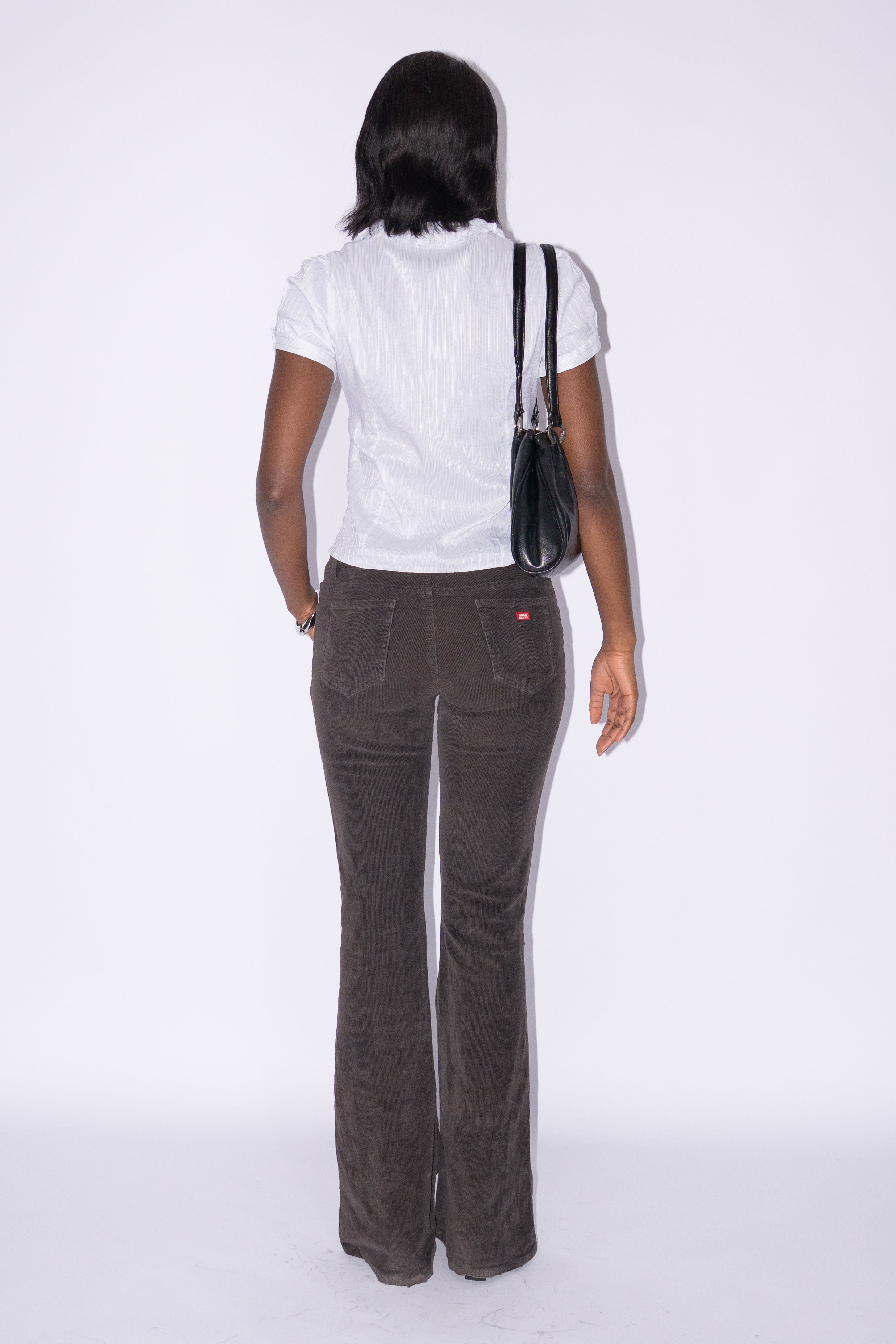 Miss Sixty Brown Ribbed Bootcut Pants Size M Extra Low Waist