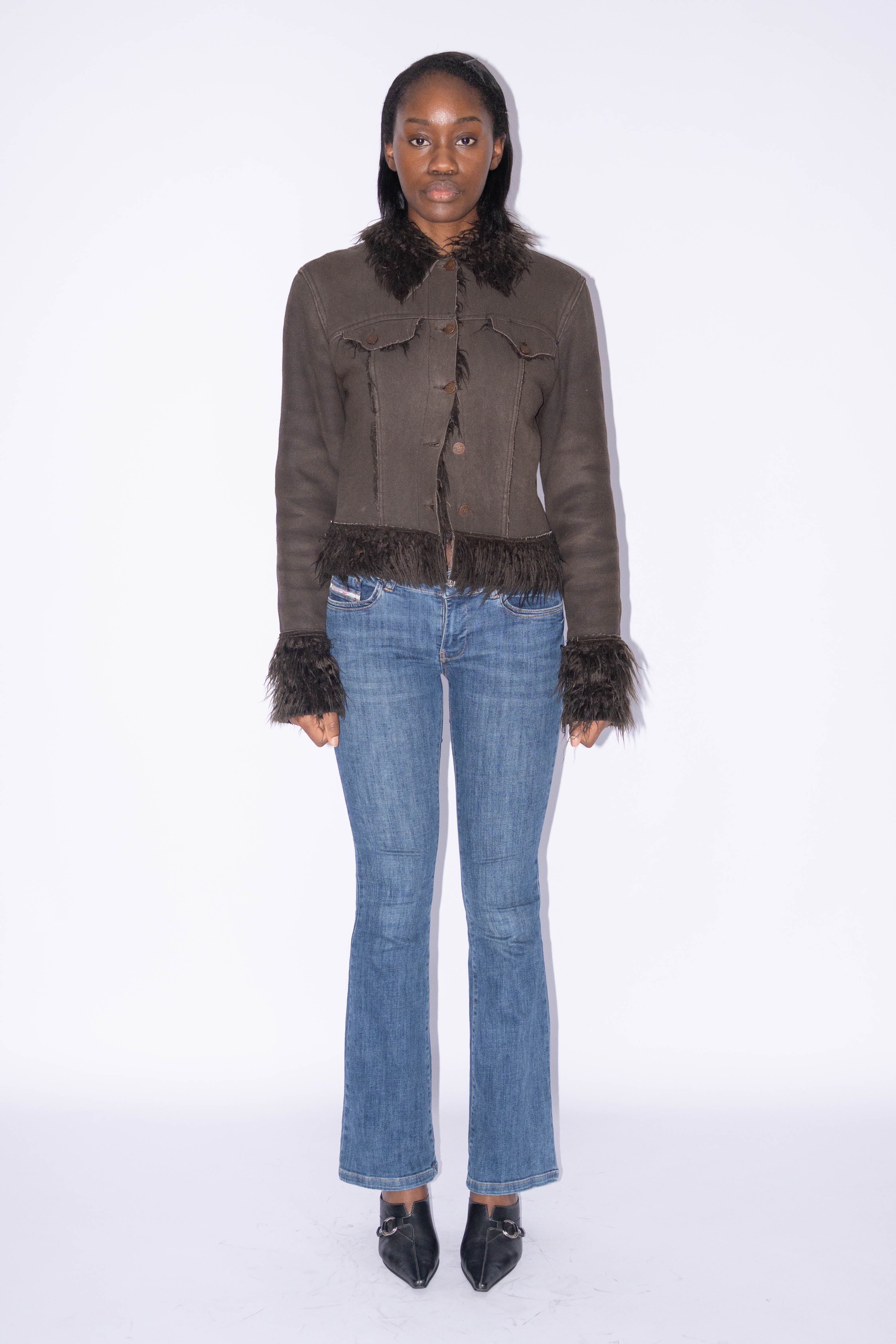 Brown Afghan Jacket Denim Cut