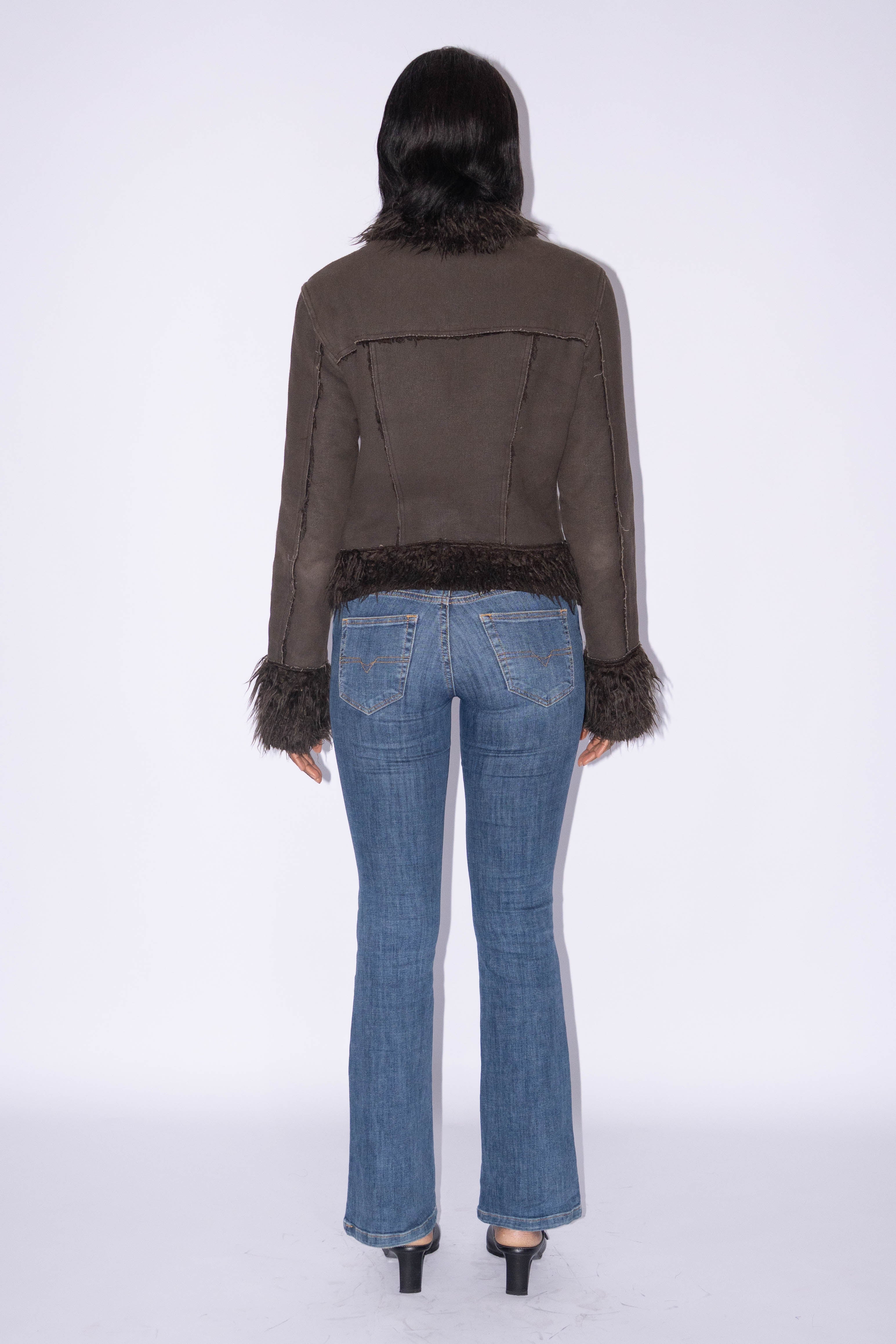 Brown Afghan Jacket Denim Cut