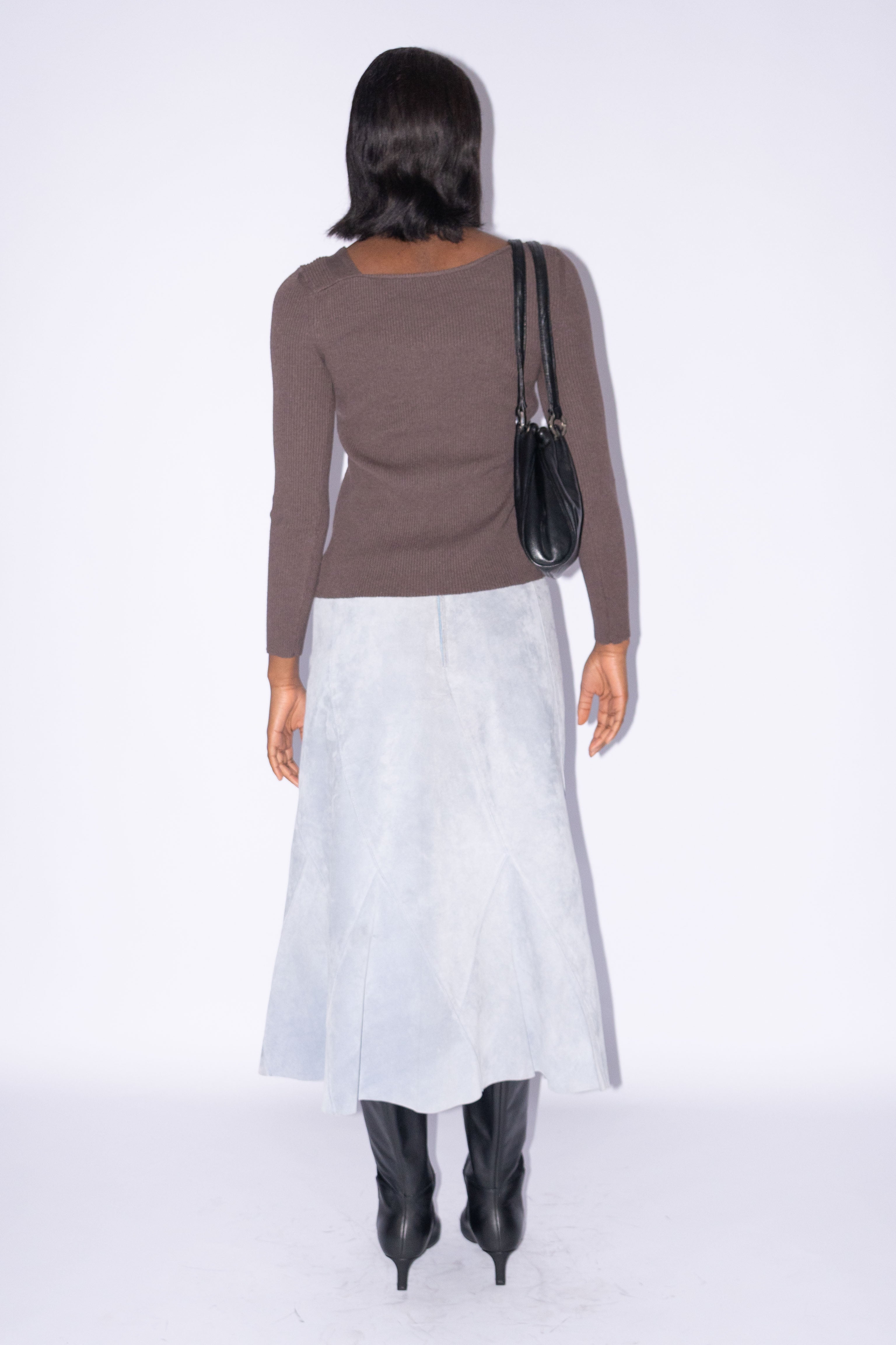 Brown Asymmetric Button Cardigan