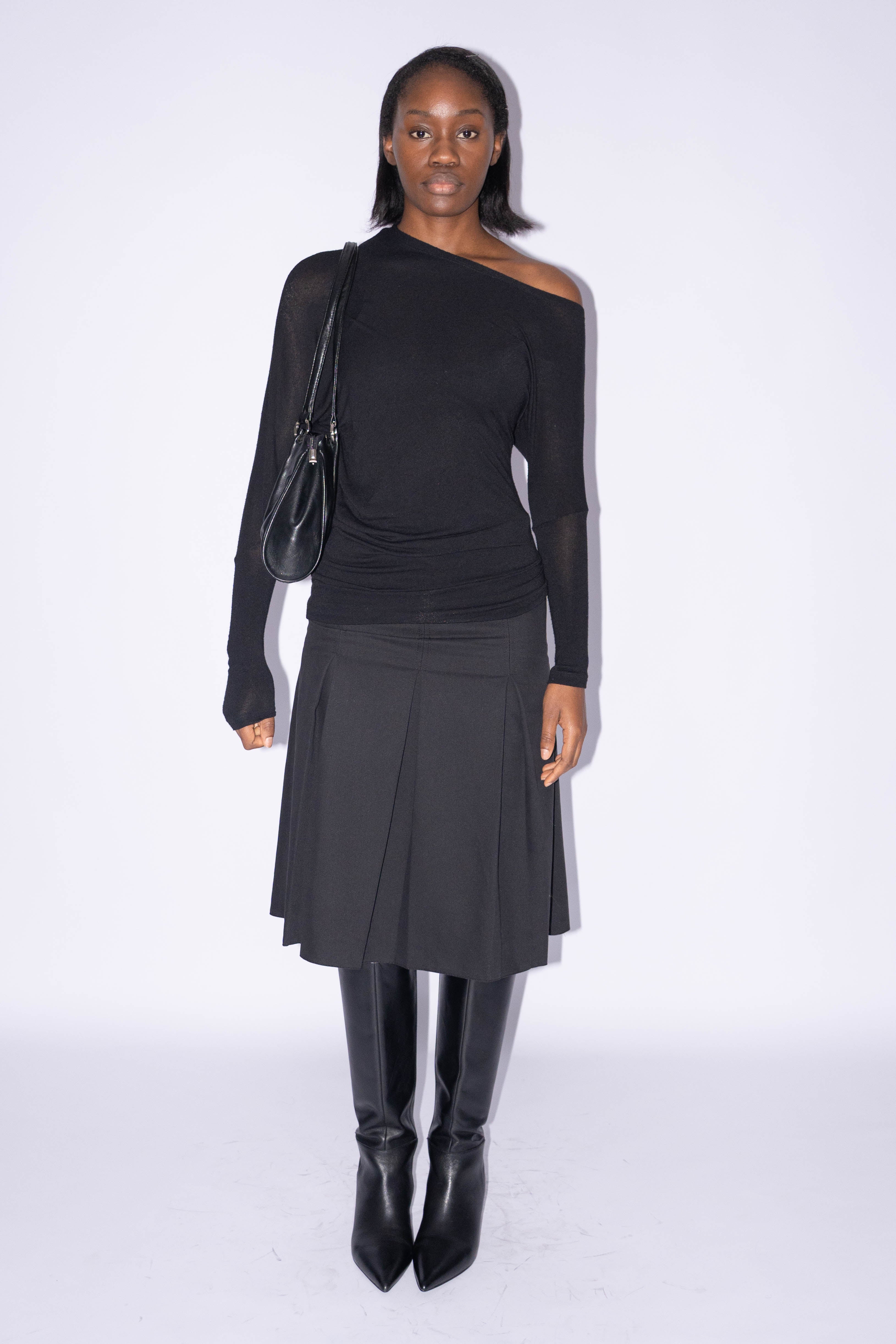 Off Shoulder Asymmetric Black Top - S/M