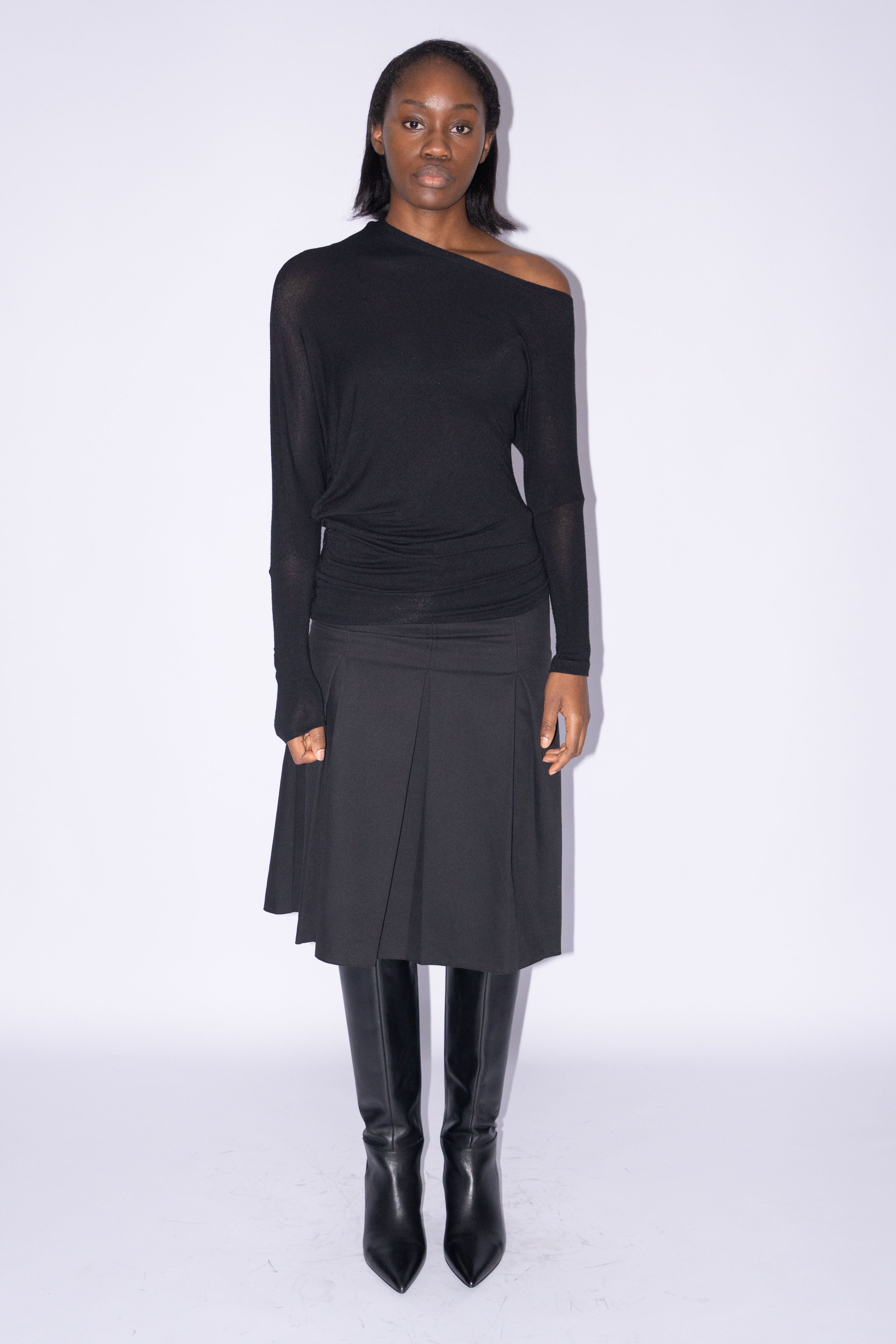 Off Shoulder Asymmetric Black Top - S/M