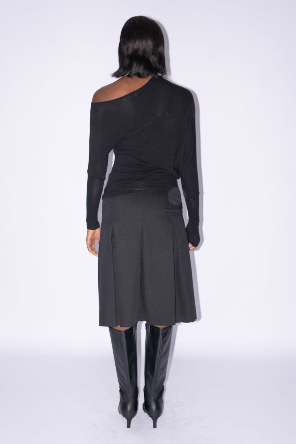 Off Shoulder Asymmetric Black Top - S/M