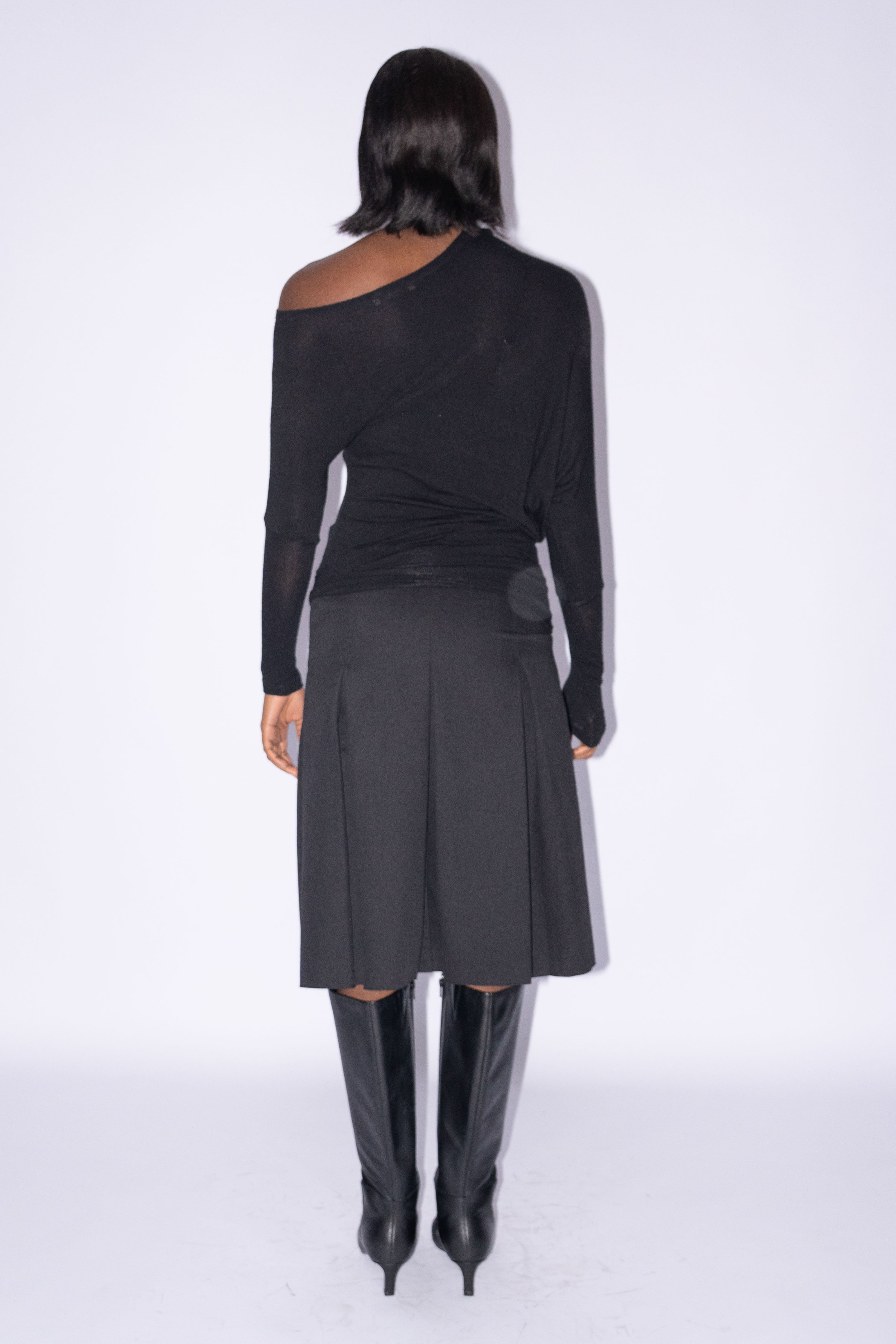 Off Shoulder Asymmetric Black Top - S/M
