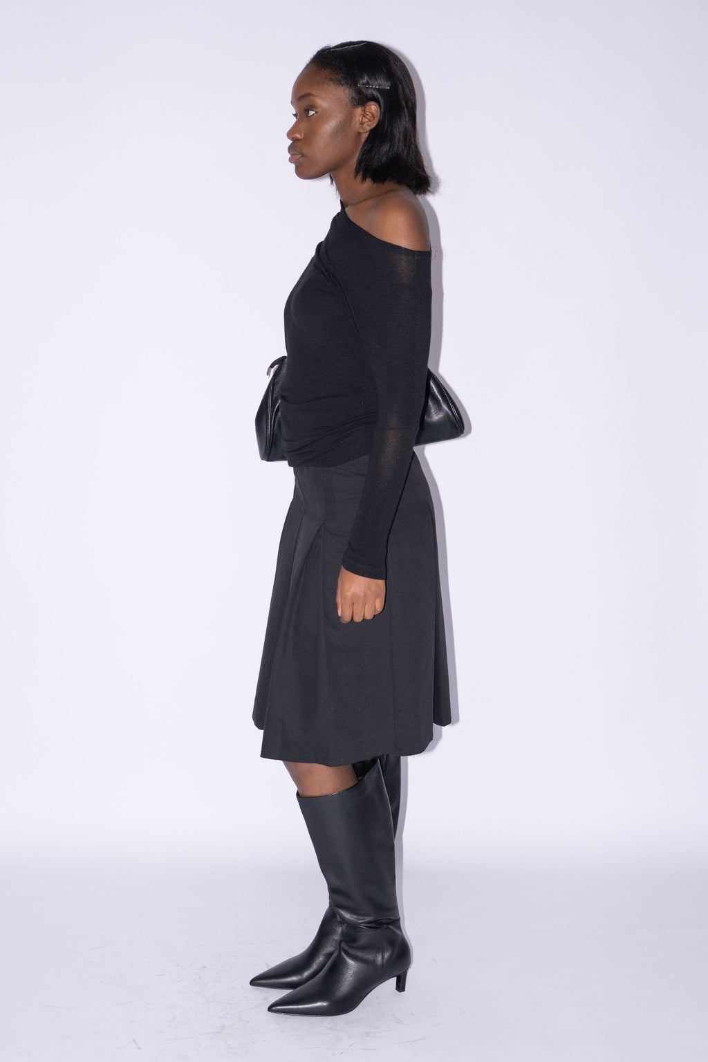 Off Shoulder Asymmetric Black Top - S/M