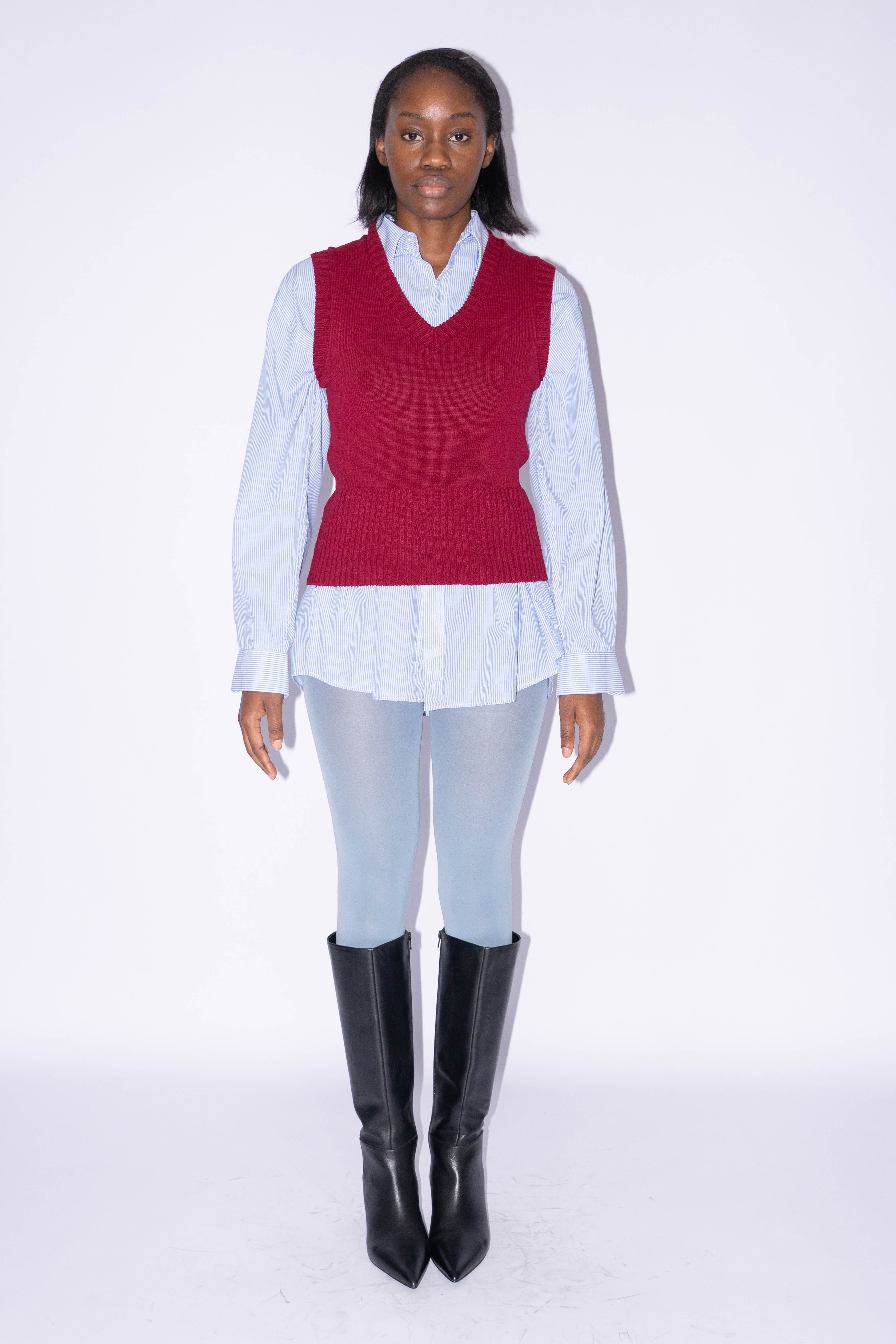 Sweater Vest Burgundy Red