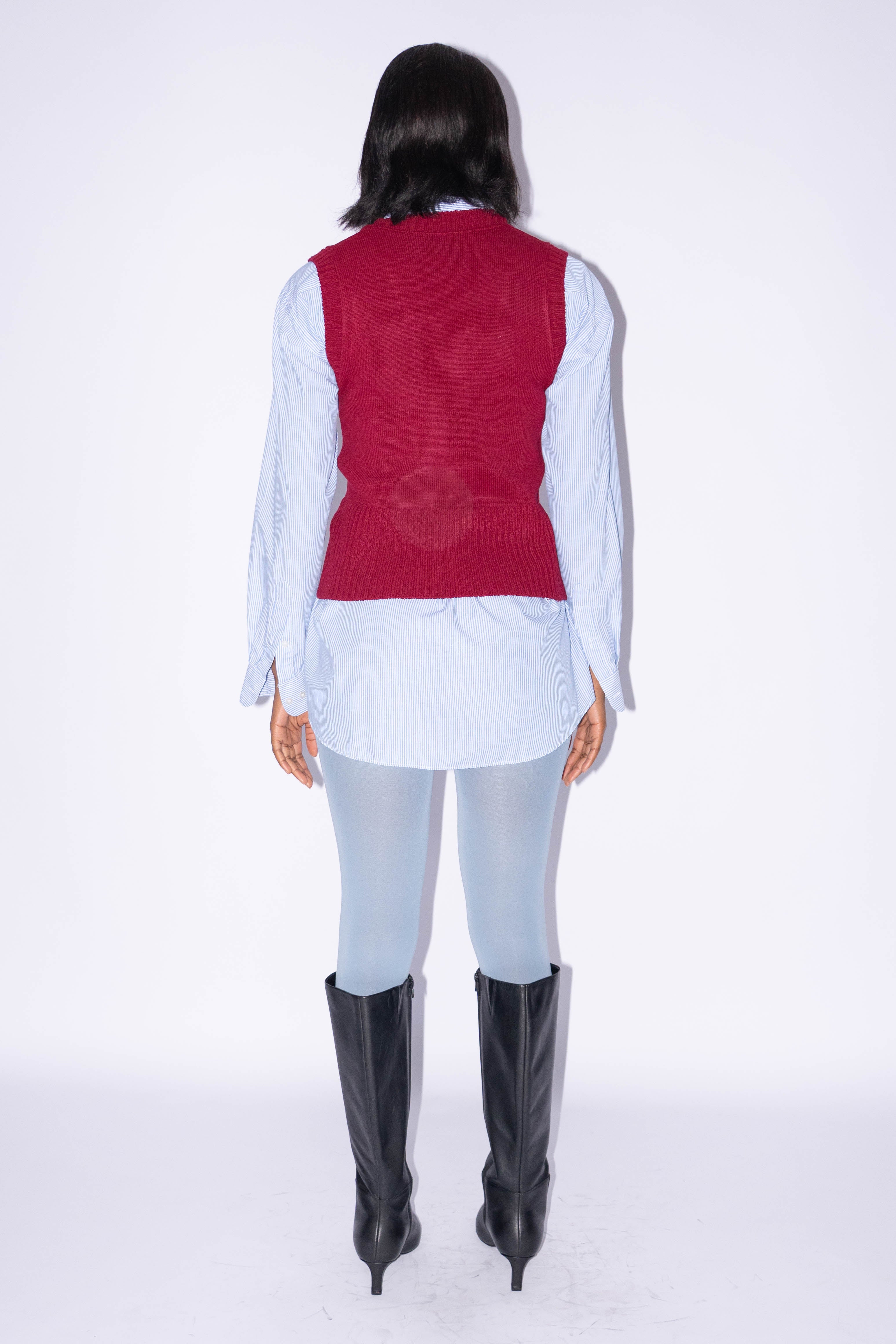 Sweater Vest Burgundy Red