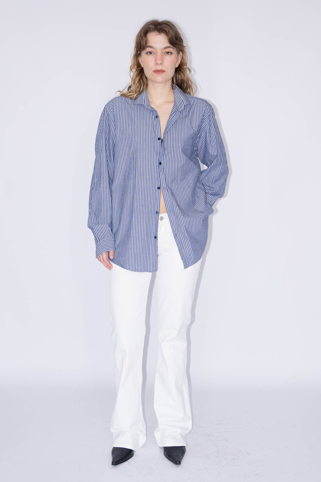 Blue Striped Oversized Shirt - Size L
