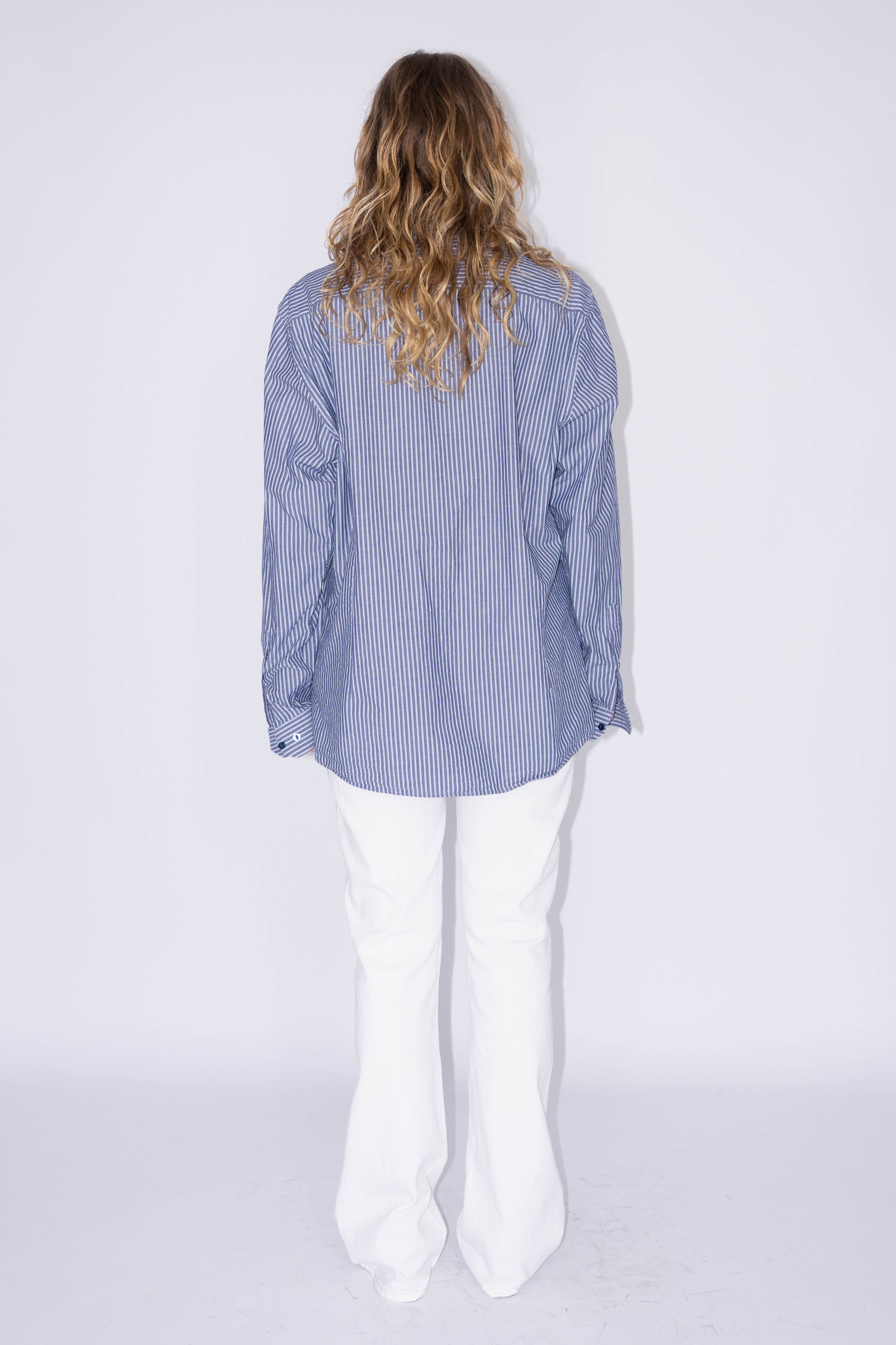 Blue Striped Oversized Shirt - Size L