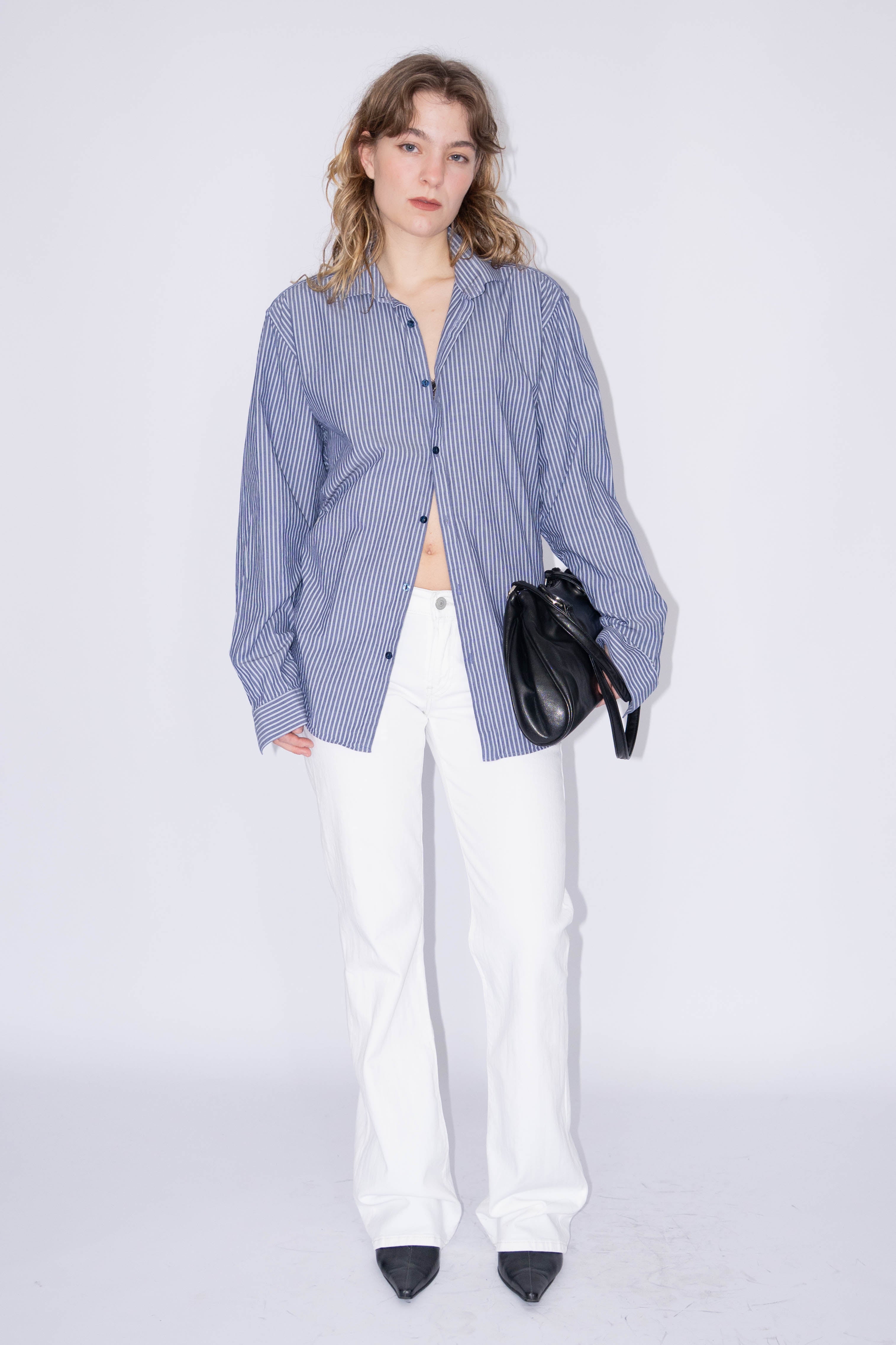 Blue Striped Oversized Shirt - Size L