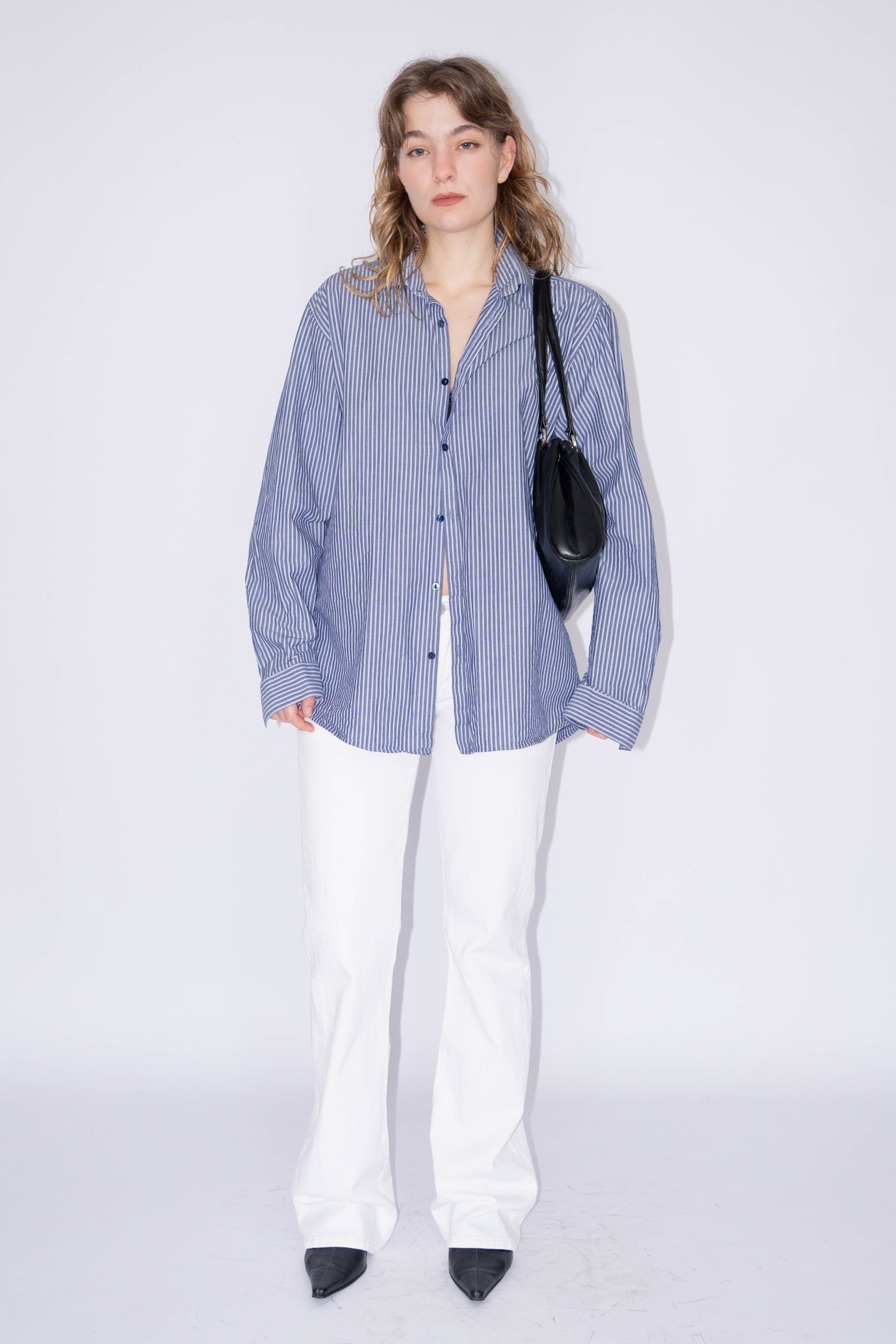 Blue Striped Oversized Shirt - Size L