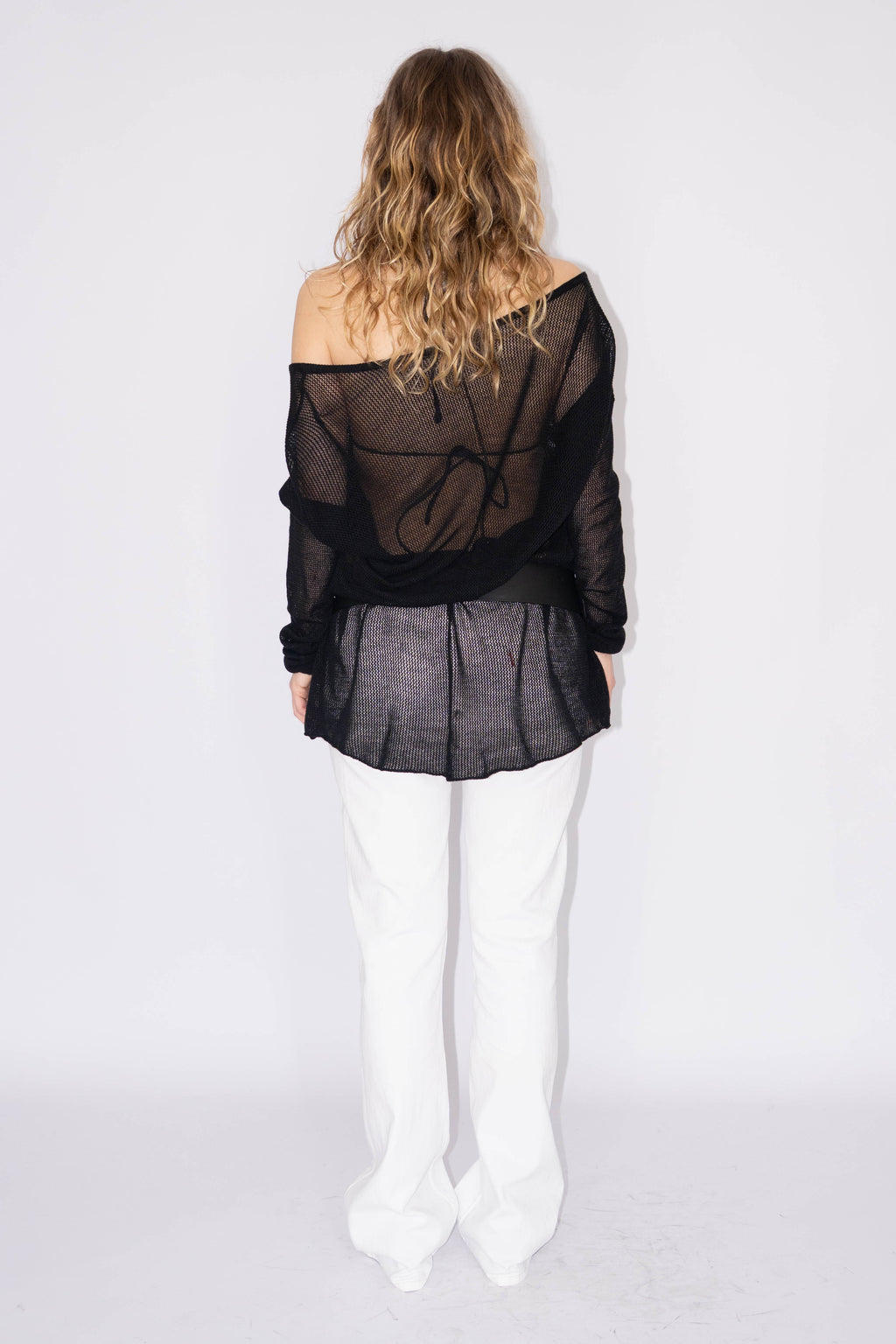 Cotton Mesh Top Black - Size XL