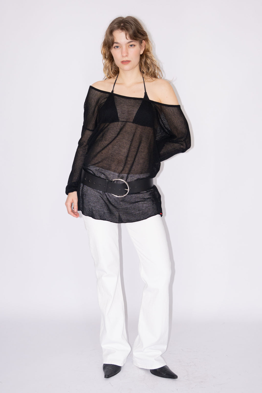 Cotton Mesh Top Black - Size XL