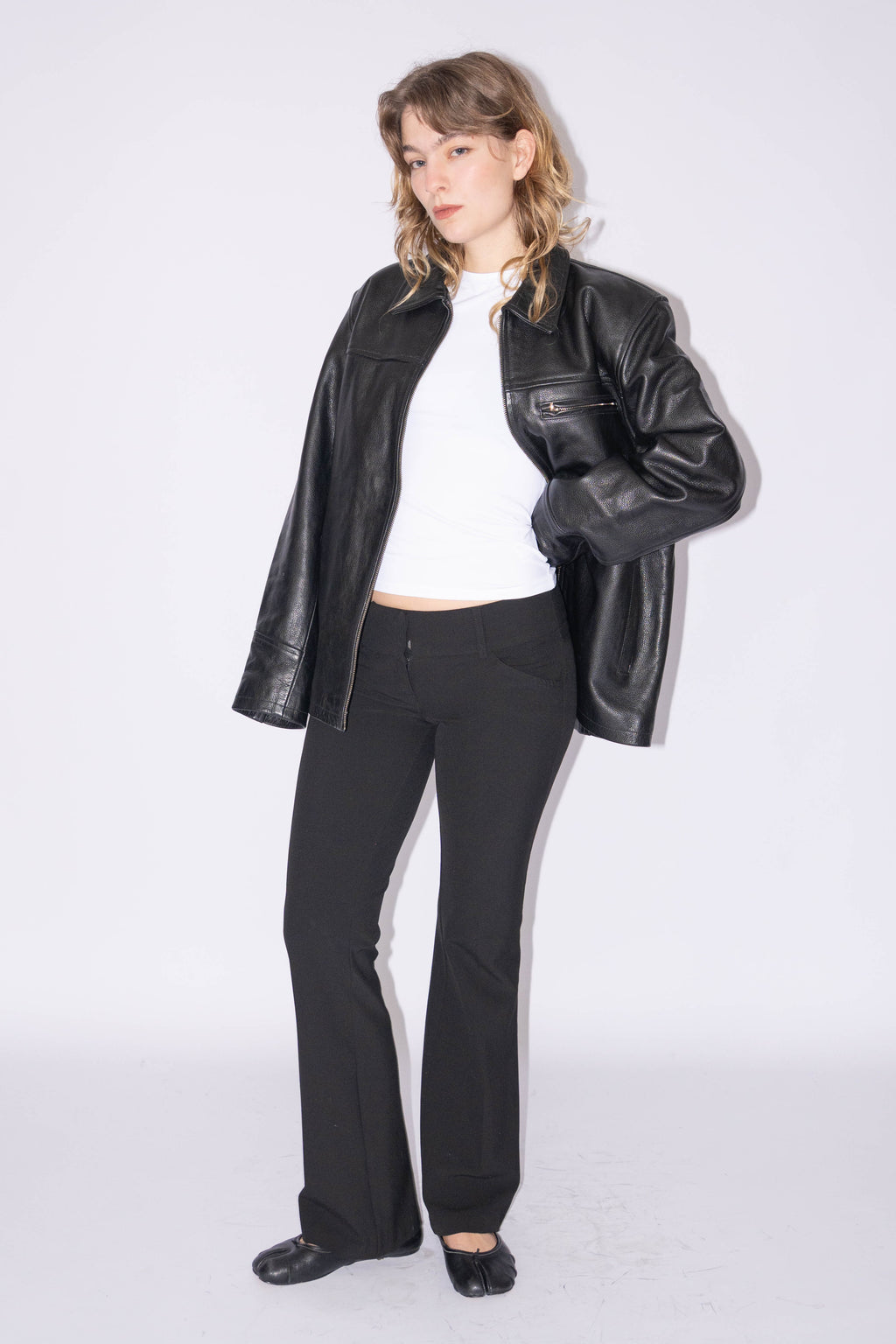 Boxy Leather Jacket - Size L