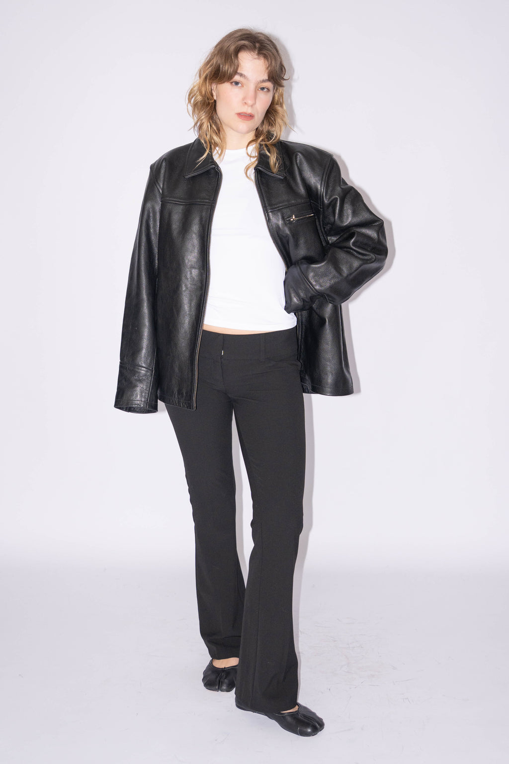 Boxy Leather Jacket - Size L