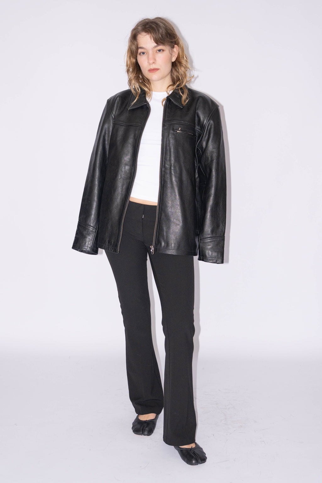 Boxy Leather Jacket - Size L