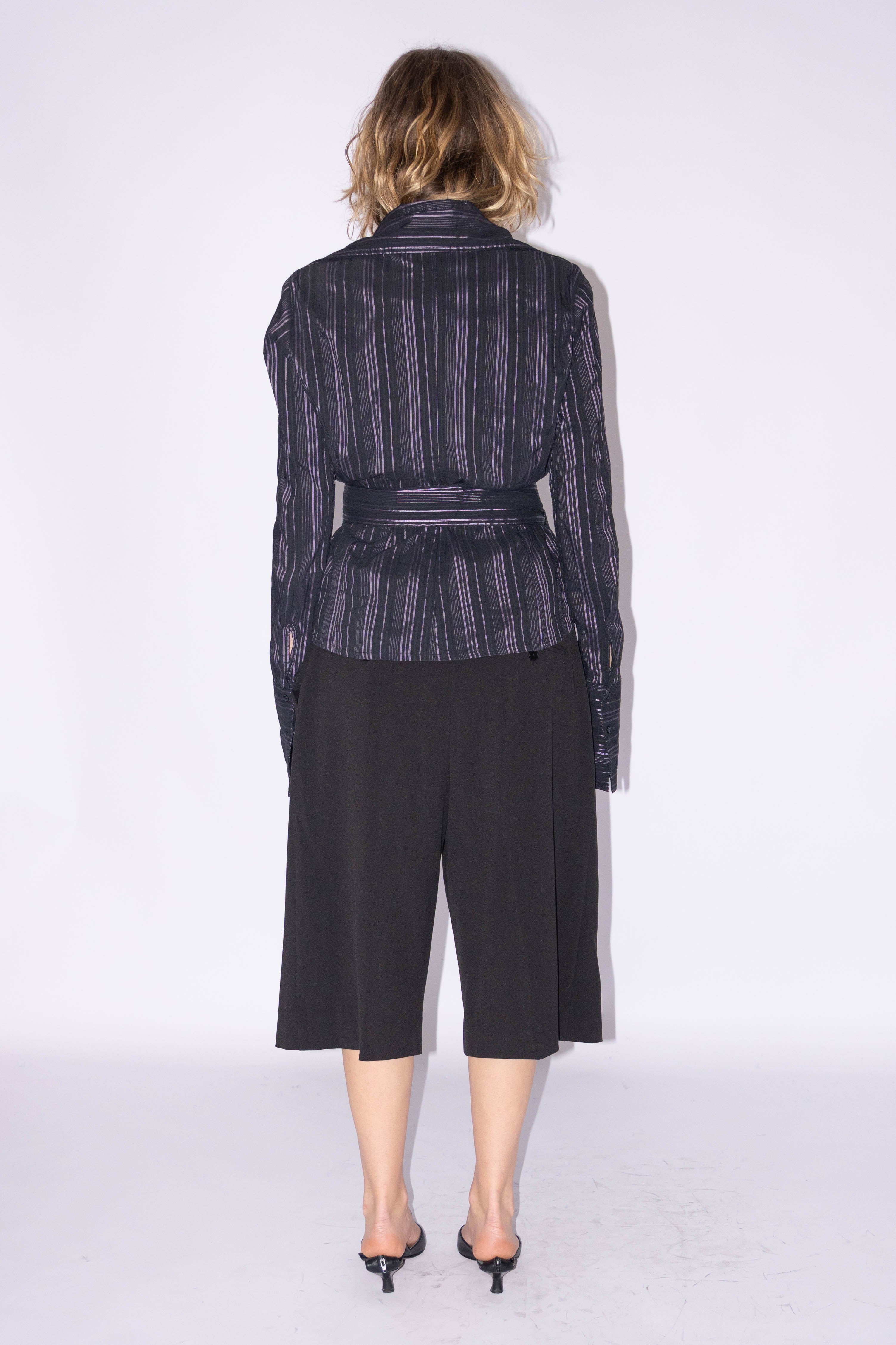Wrap Blouse Purple Stripes - Size S/M