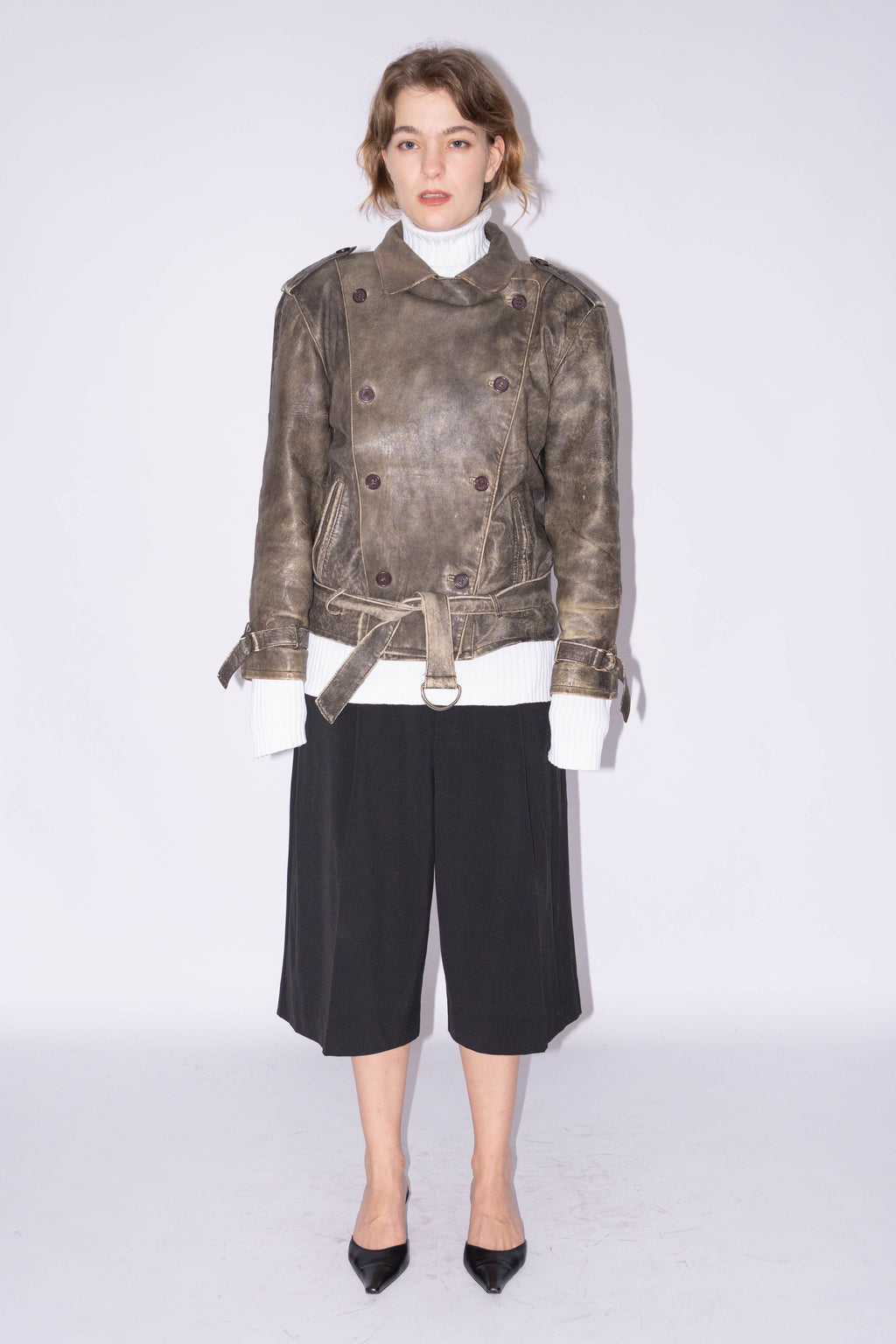 Leather Jacket Greige - Size L