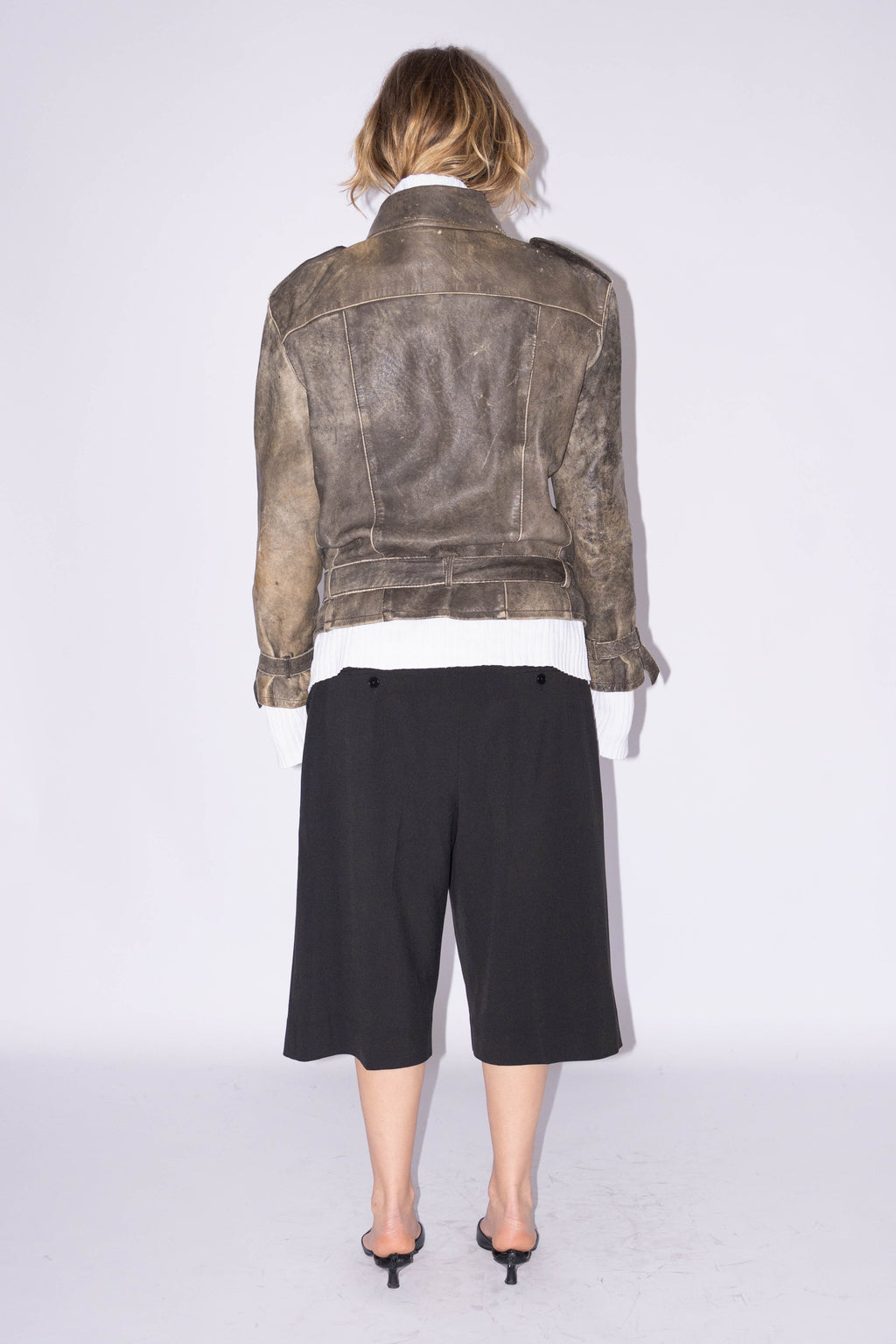 Leather Jacket Greige - Size L