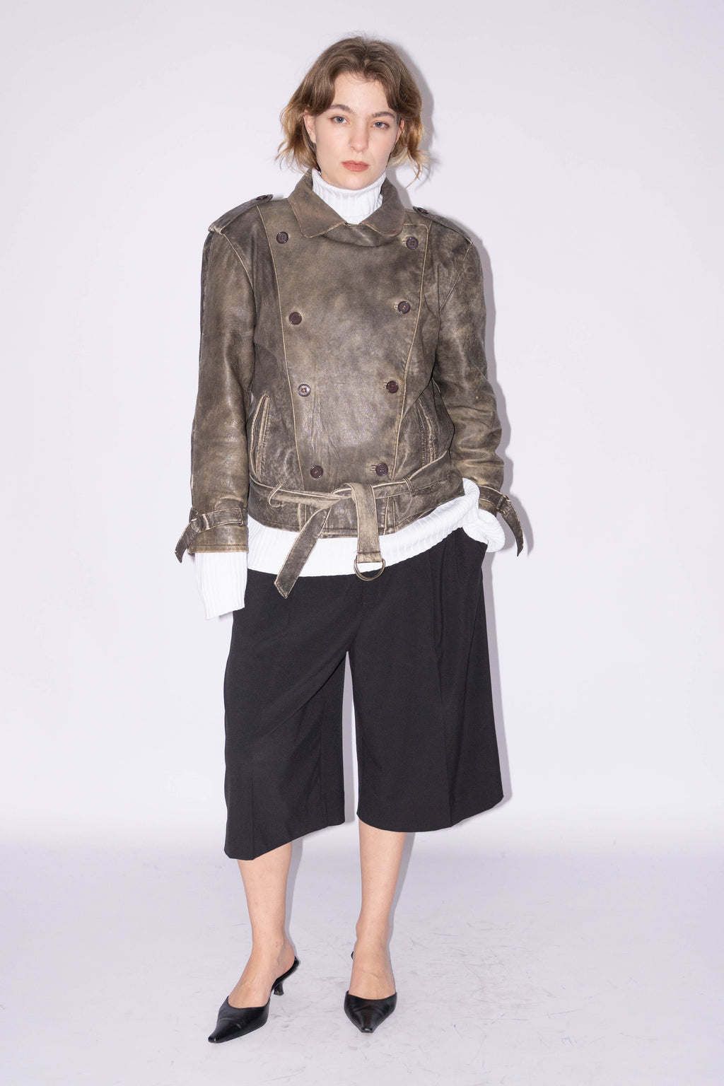 Leather Jacket Greige - Size L