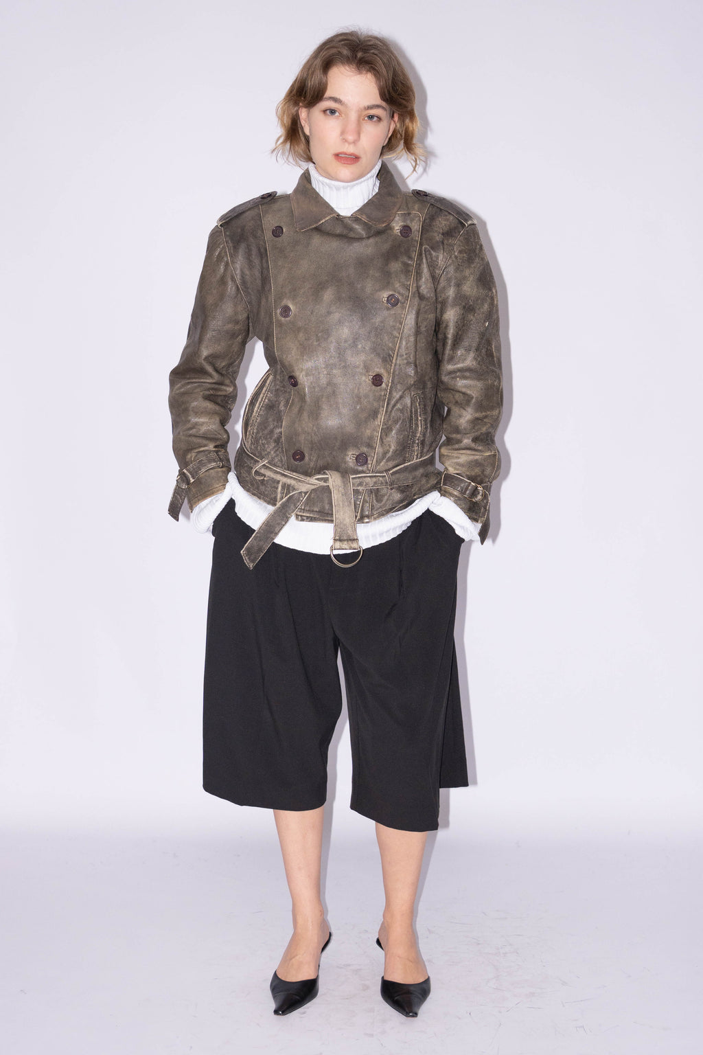 Leather Jacket Greige - Size L