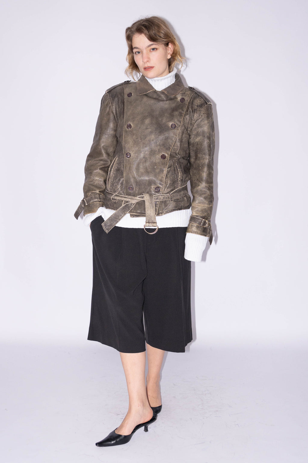 Leather Jacket Greige - Size L